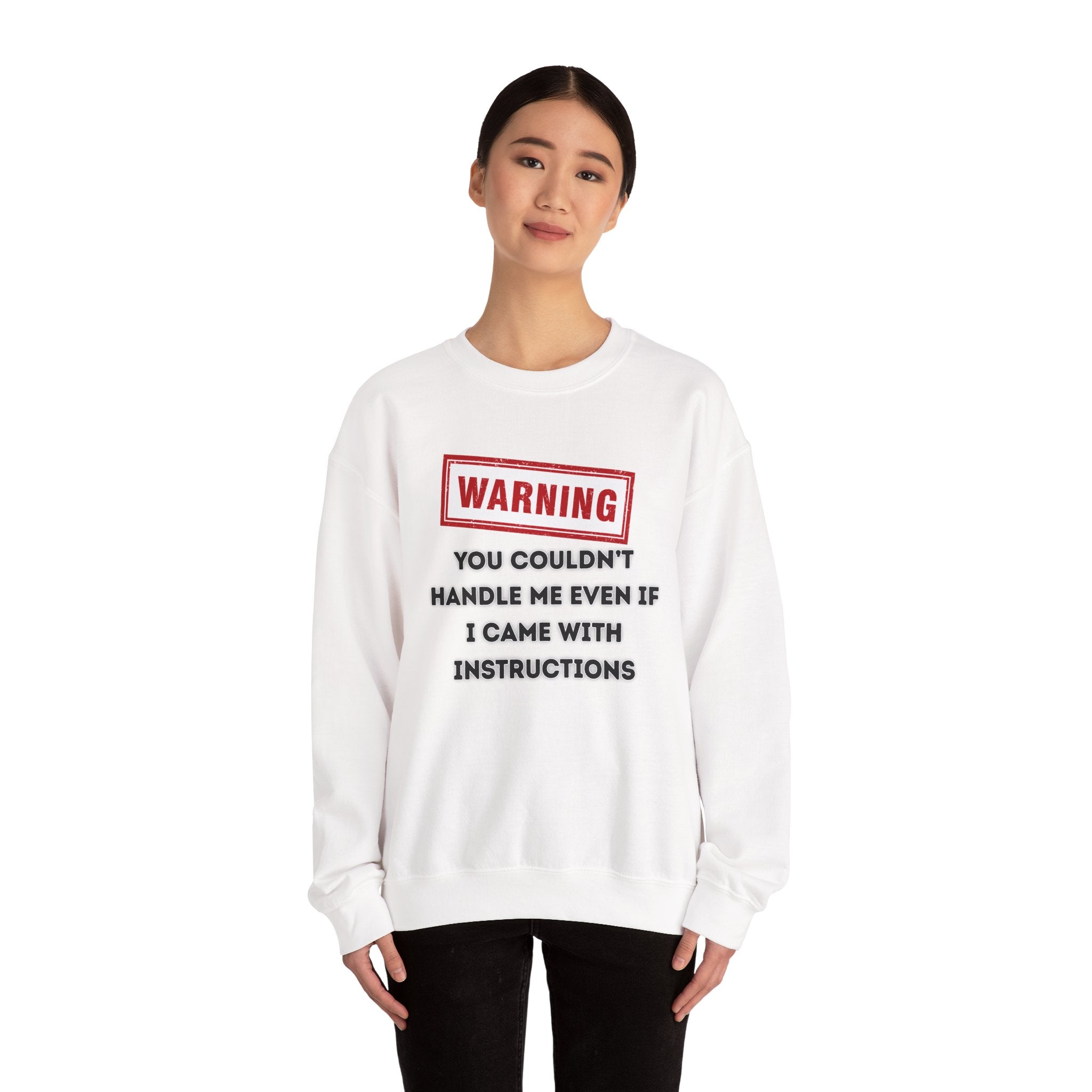 Warning Graphic Sweatshirt, Funny Crewneck for Laughter, Unisex Gift, Casual Style, Perfect for Everyday Wear