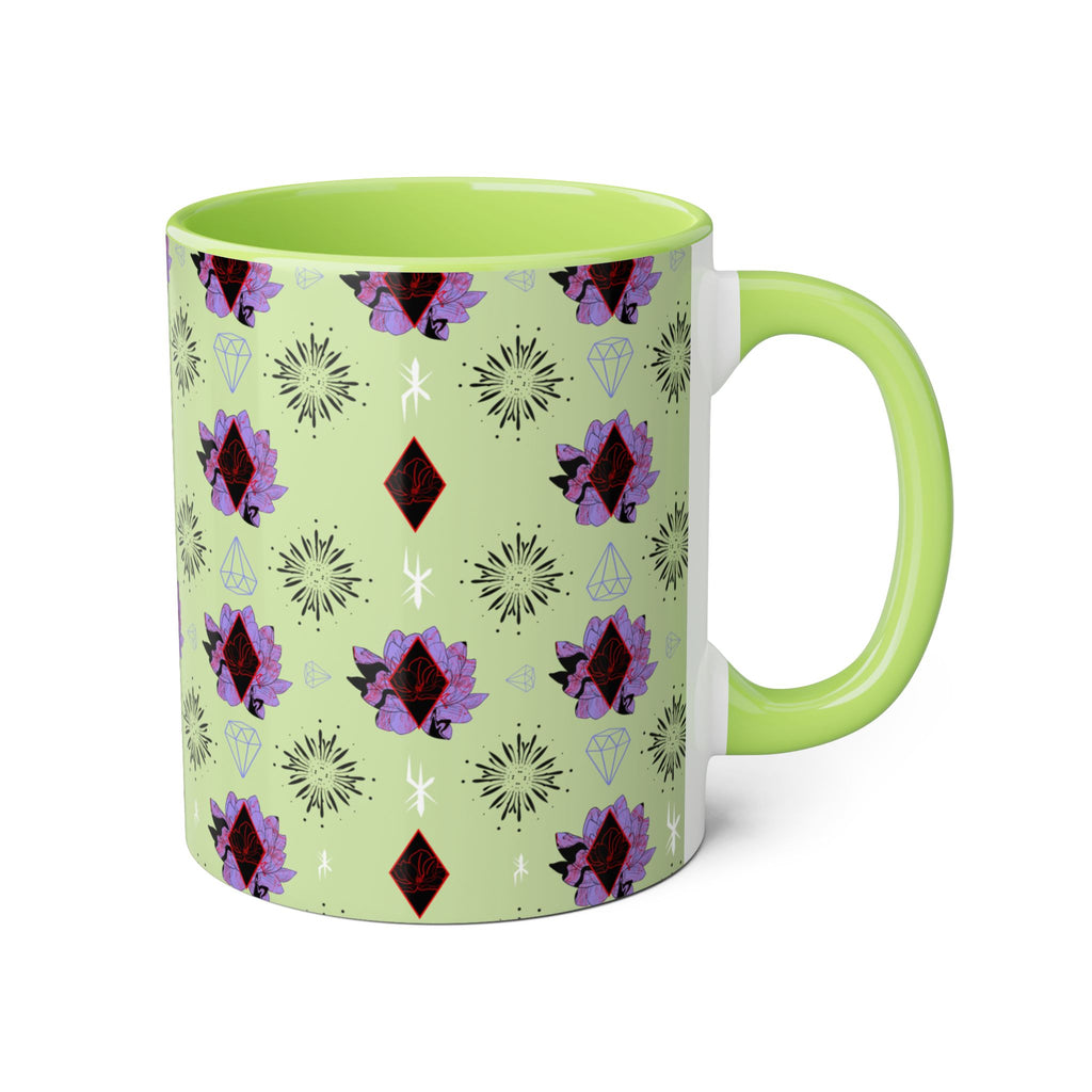 Geometric Floral Accent Mug — 11oz Decorative Coffee Cup