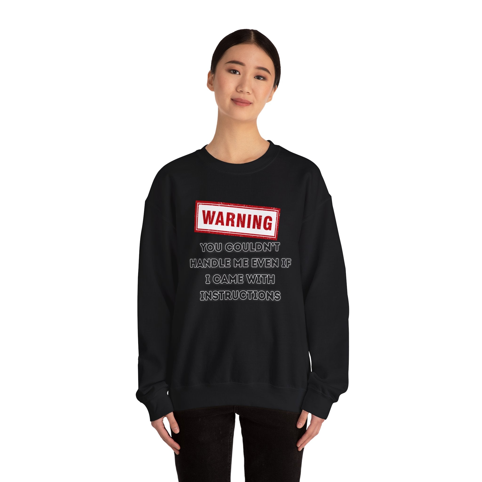 Warning Graphic Sweatshirt, Funny Crewneck for Laughter, Unisex Gift, Casual Style, Perfect for Everyday Wear
