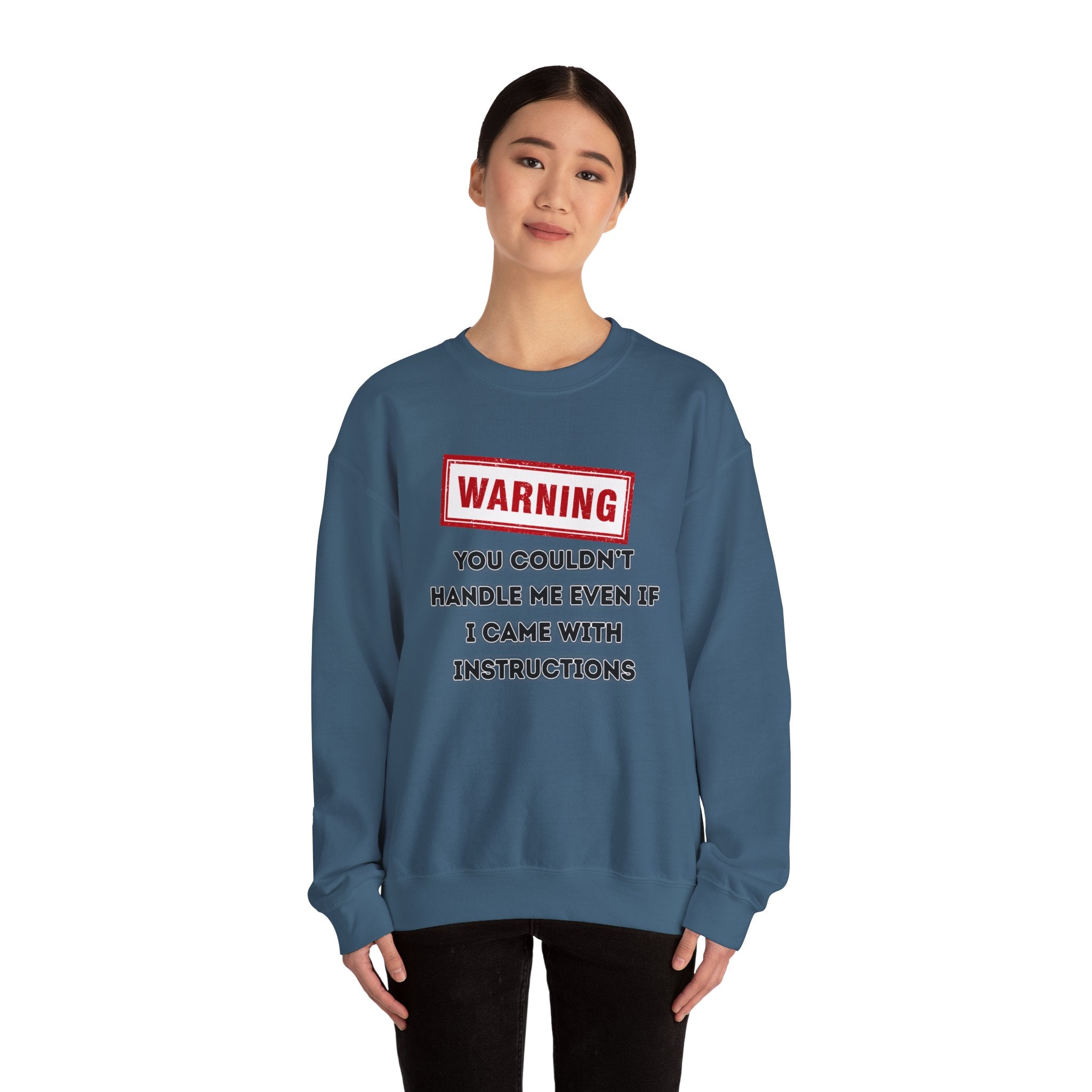 Warning Graphic Sweatshirt, Funny Crewneck for Laughter, Unisex Gift, Casual Style, Perfect for Everyday Wear