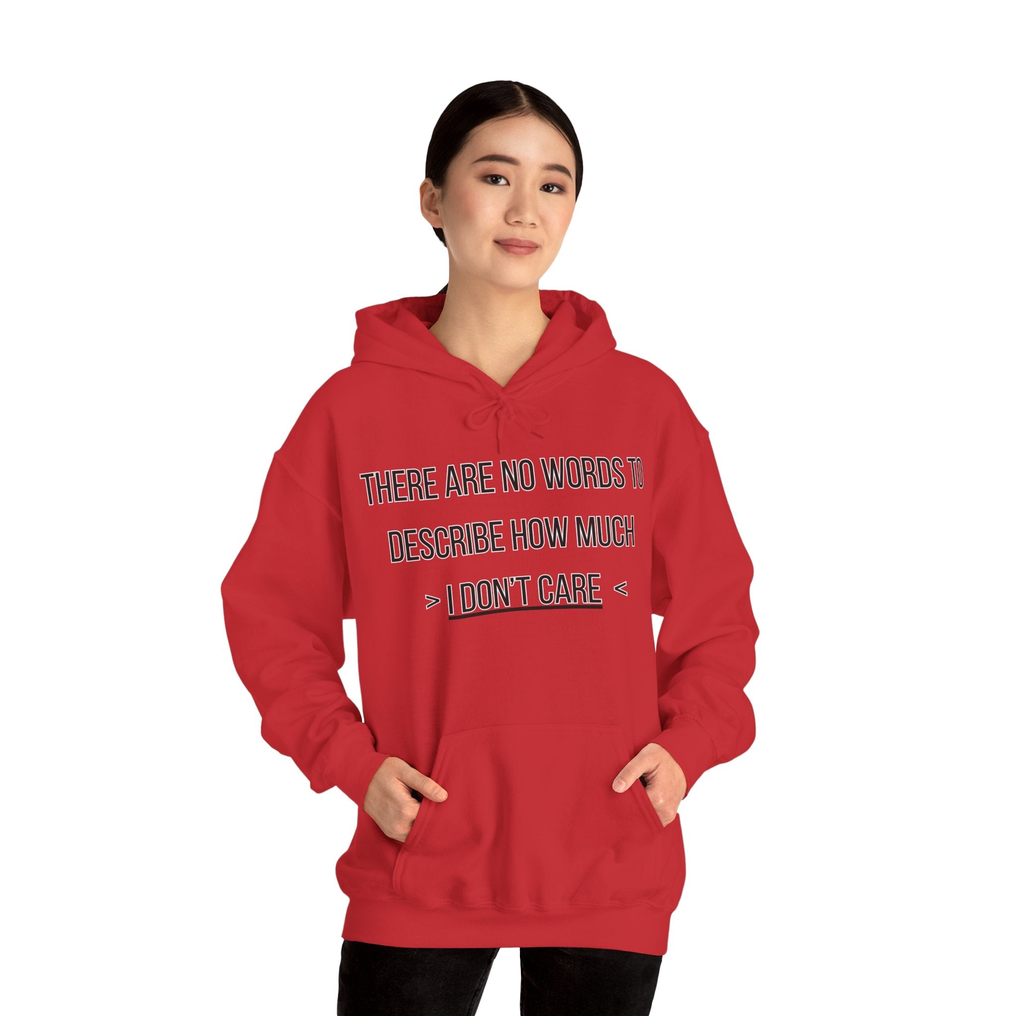 I Don't Care Hoodie | Unisex Heavy Blend Sweatshirt, Casual Wear, Gift for Friends, Cozy Fashion, Everyday Apparel
