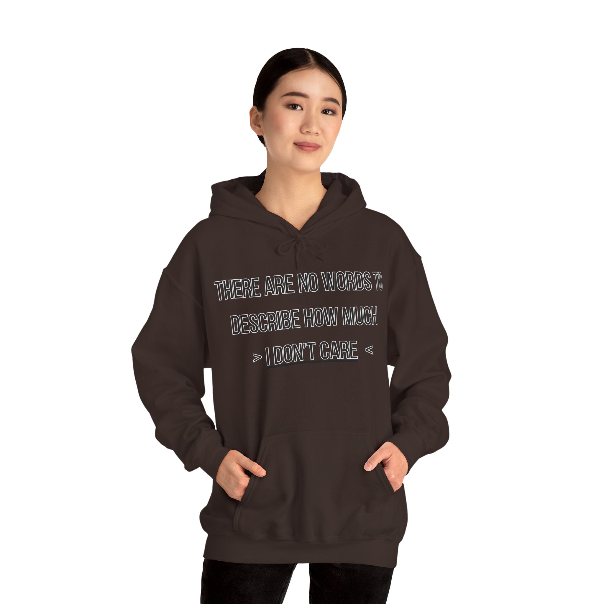 I Don't Care Hoodie | Unisex Heavy Blend Sweatshirt, Casual Wear, Gift for Friends, Cozy Fashion, Everyday Apparel