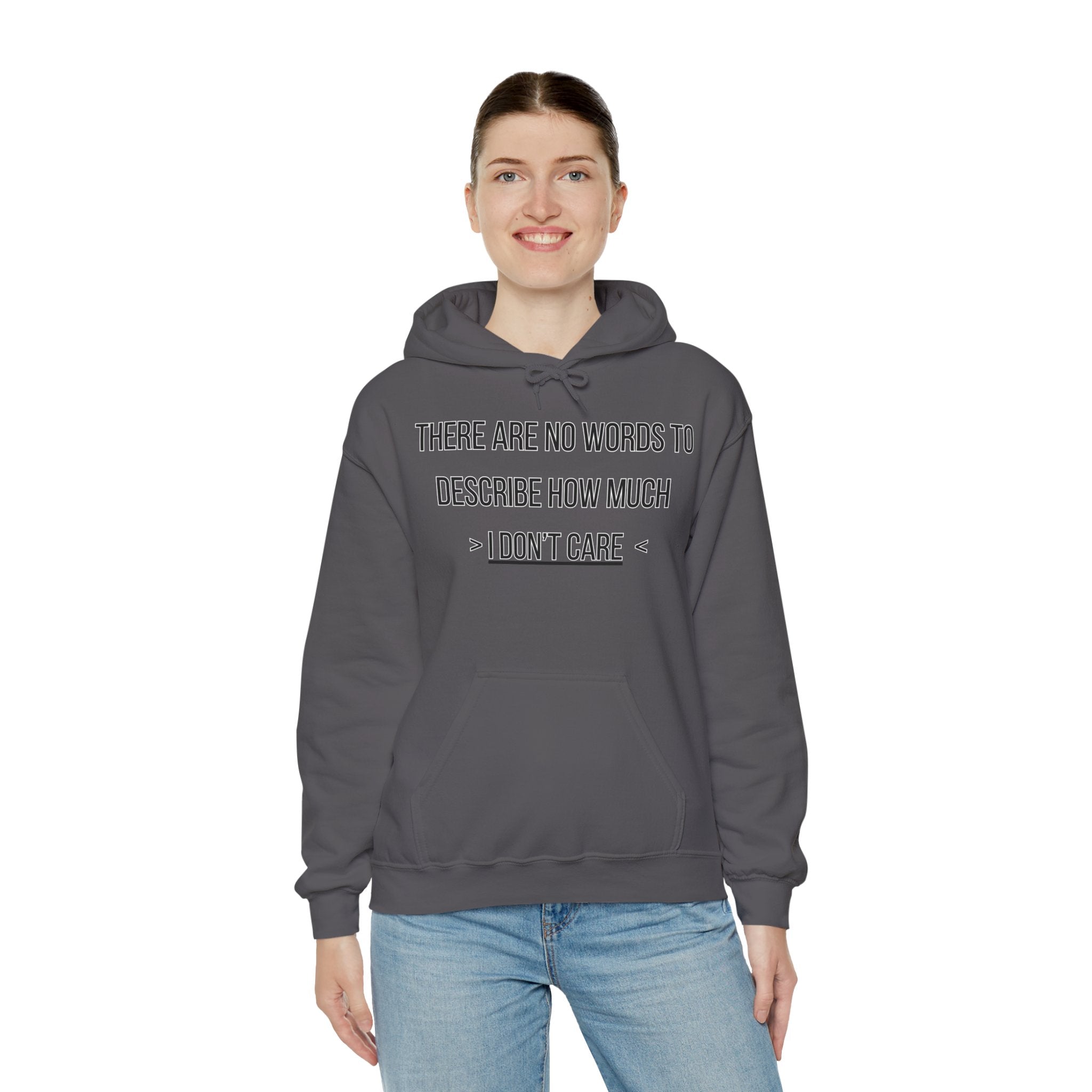 I Don't Care Hoodie | Unisex Heavy Blend Sweatshirt, Casual Wear, Gift for Friends, Cozy Fashion, Everyday Apparel