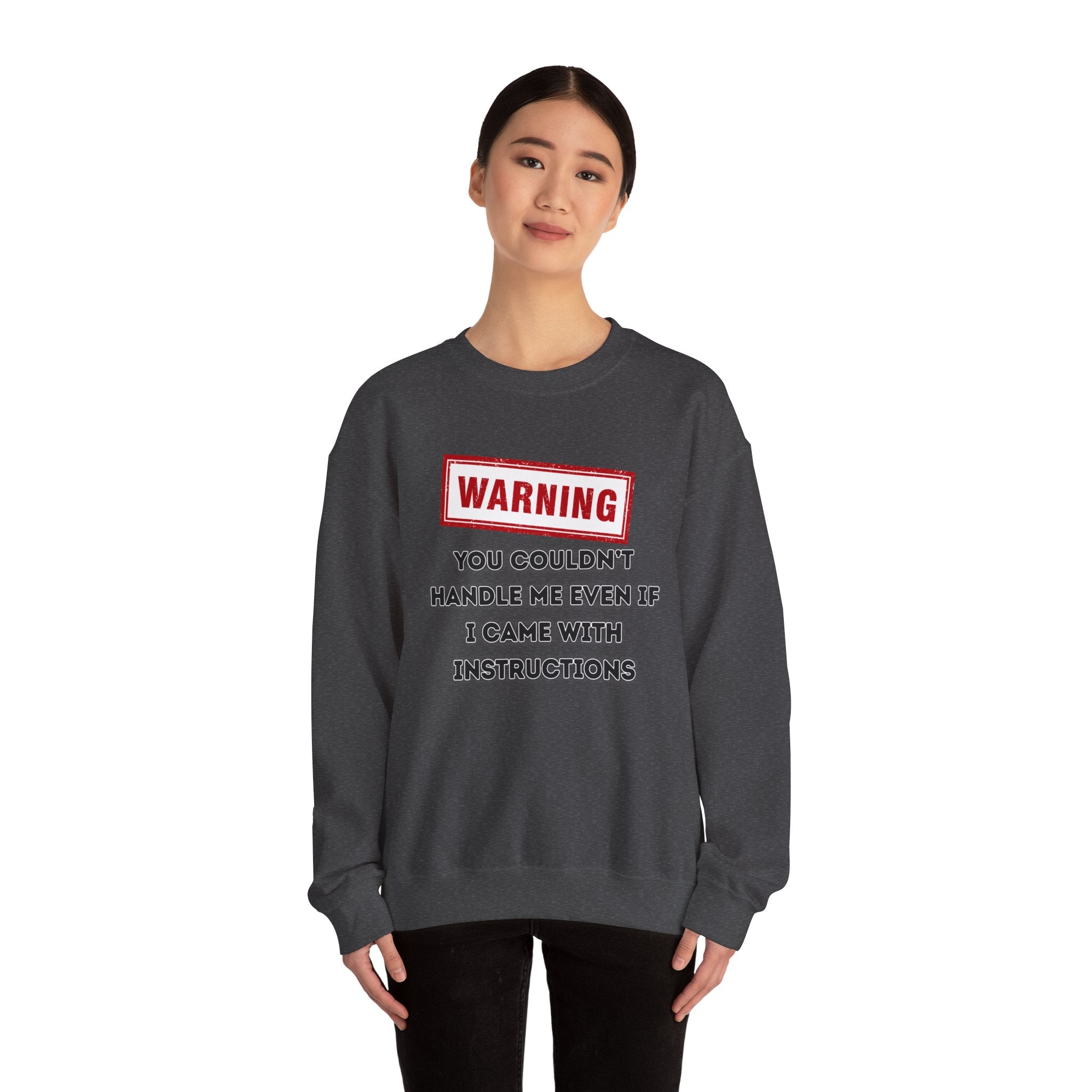 Warning Graphic Sweatshirt, Funny Crewneck for Laughter, Unisex Gift, Casual Style, Perfect for Everyday Wear