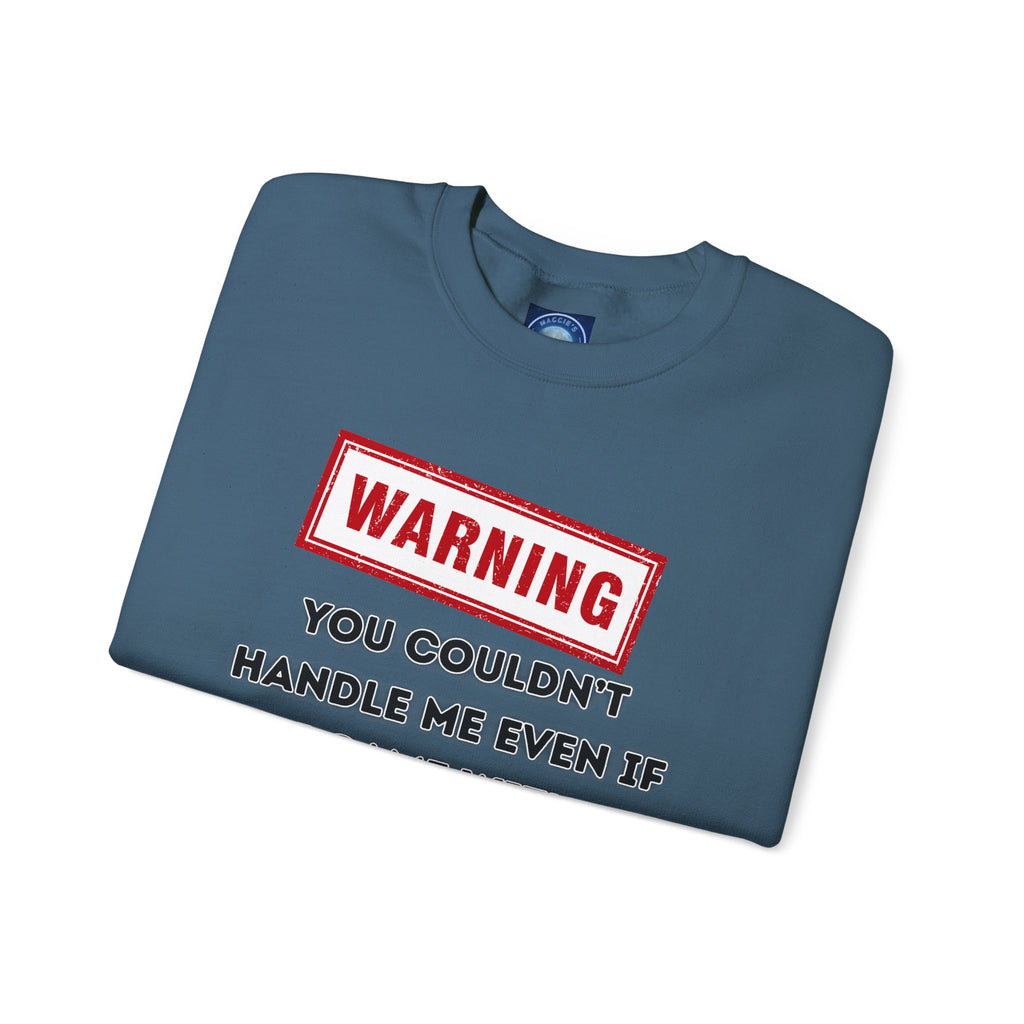 Warning Graphic Sweatshirt, Funny Crewneck for Laughter, Unisex Gift, Casual Style, Perfect for Everyday Wear