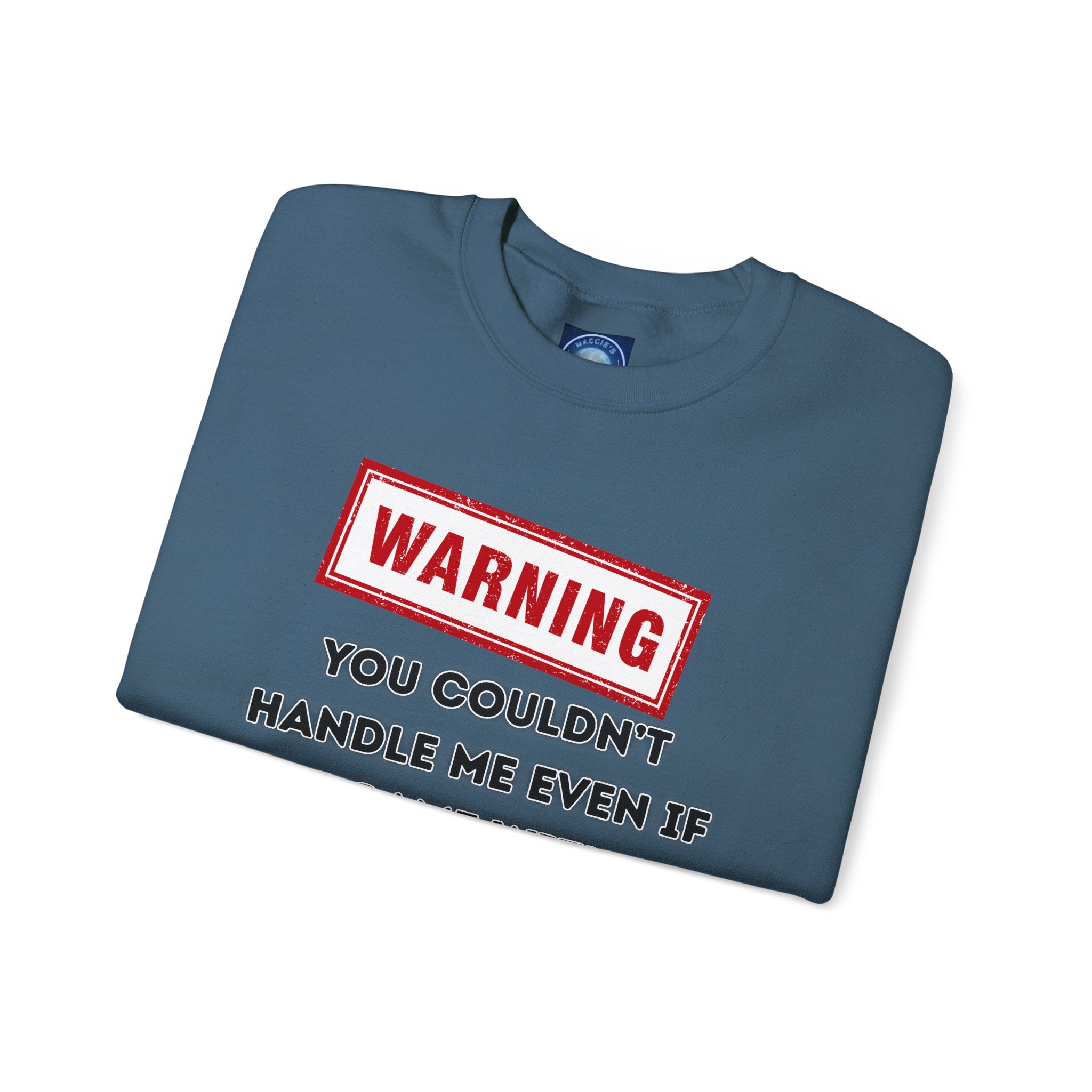 Warning Graphic Sweatshirt, Funny Crewneck for Laughter, Unisex Gift, Casual Style, Perfect for Everyday Wear