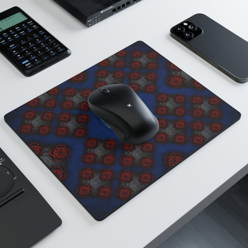 Full Moon & Red Rose Pattern Mouse Pad — Gothic Desk Mat