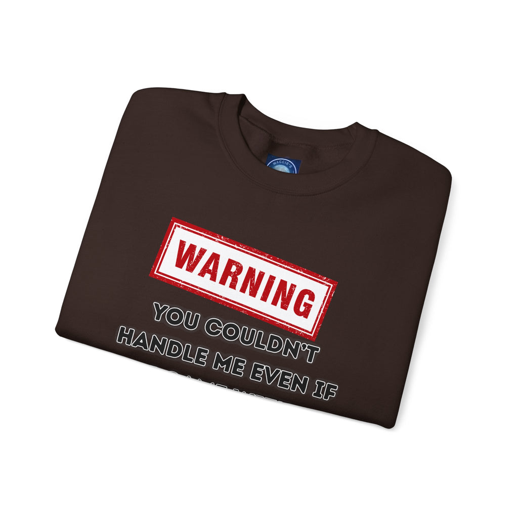 Warning Graphic Sweatshirt, Funny Crewneck for Laughter, Unisex Gift, Casual Style, Perfect for Everyday Wear