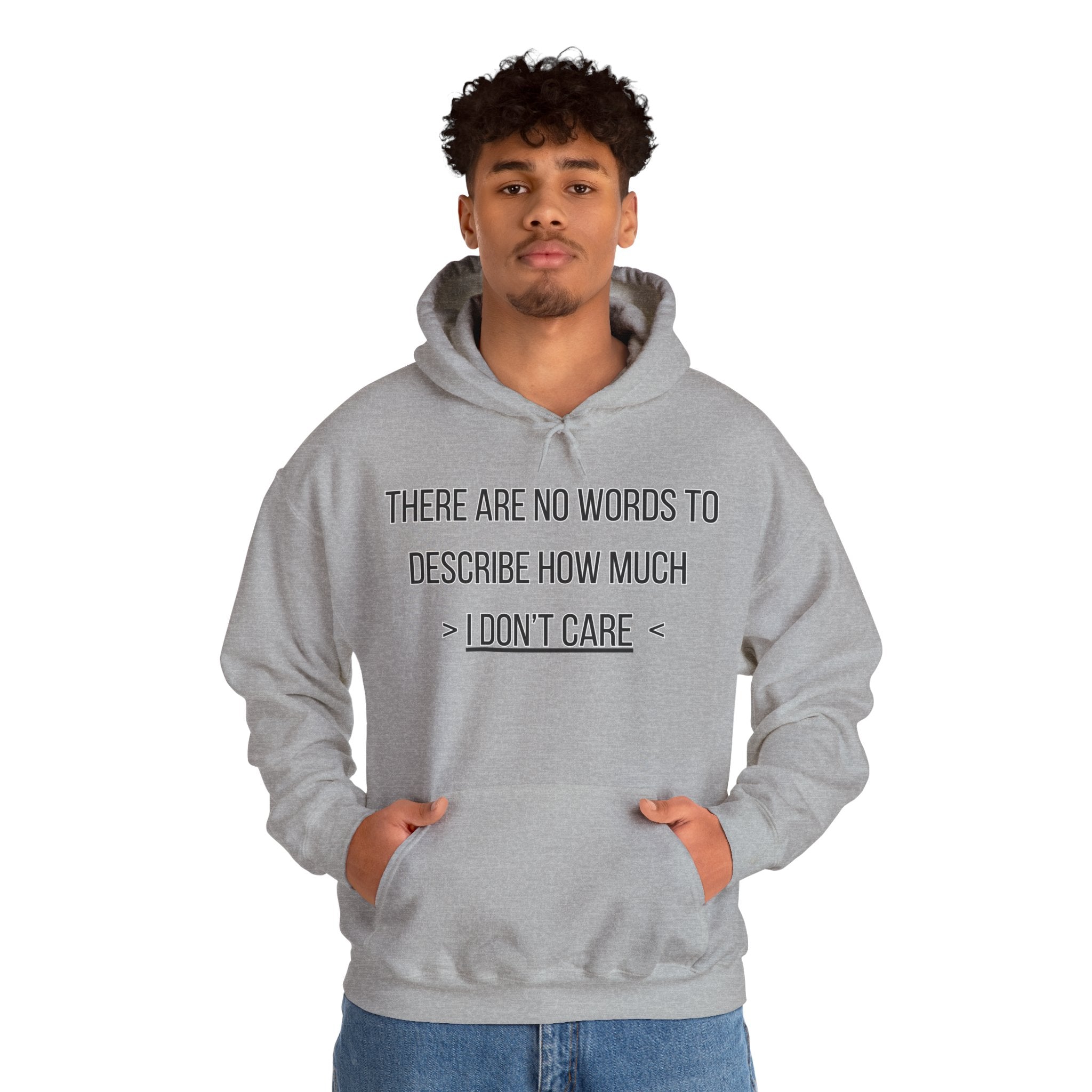 I Don't Care Hoodie | Unisex Heavy Blend Sweatshirt, Casual Wear, Gift for Friends, Cozy Fashion, Everyday Apparel