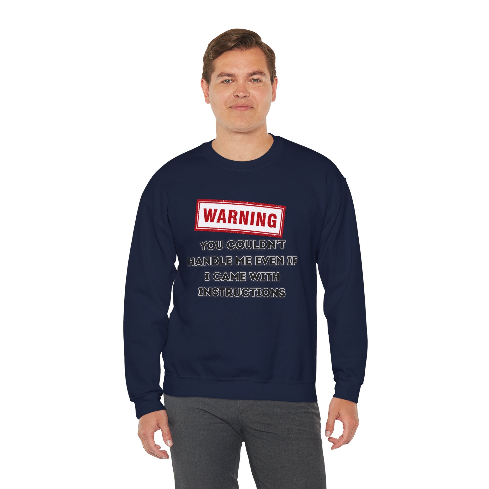 Warning Graphic Sweatshirt, Funny Crewneck for Laughter, Unisex Gift, Casual Style, Perfect for Everyday Wear