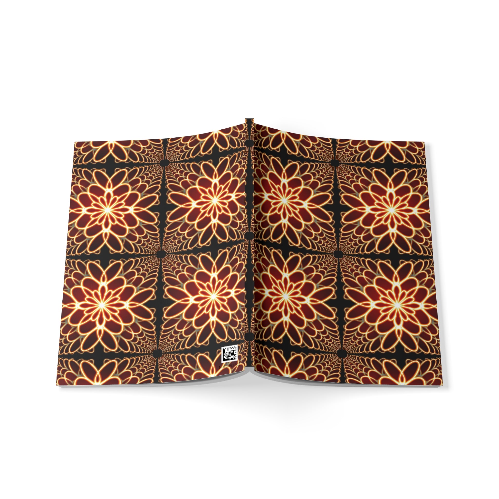 Floral Notebook — Warm Gold & Burgundy Patterned Softcover Journal
