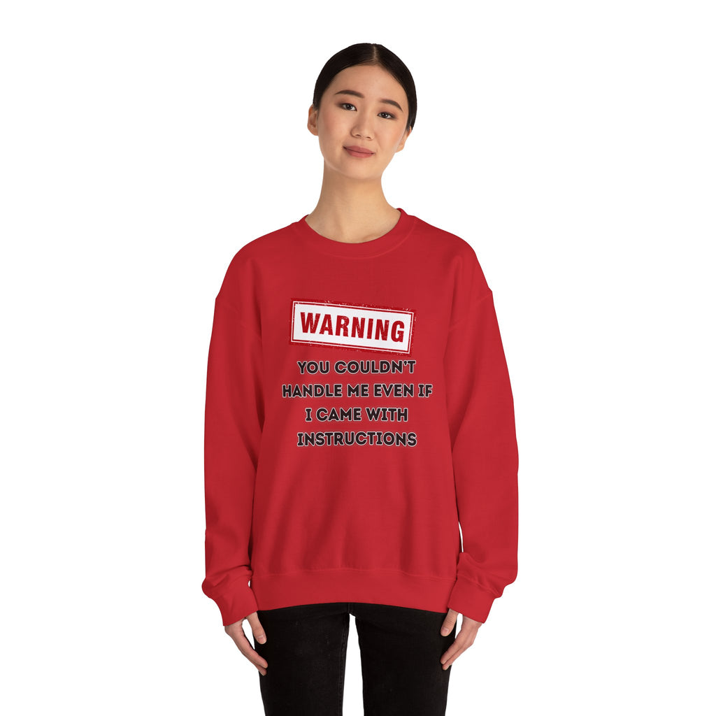 Warning Graphic Sweatshirt, Funny Crewneck for Laughter, Unisex Gift, Casual Style, Perfect for Everyday Wear