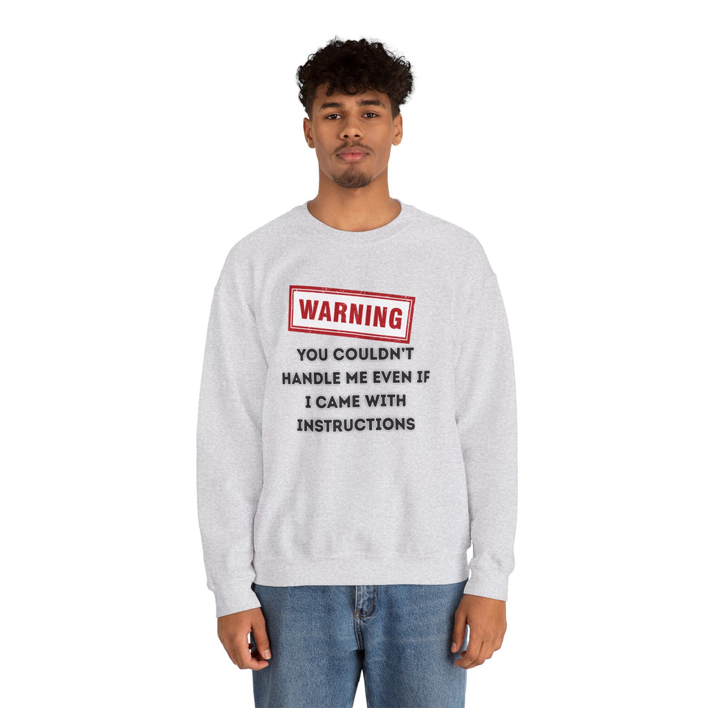 Warning Graphic Sweatshirt, Funny Crewneck for Laughter, Unisex Gift, Casual Style, Perfect for Everyday Wear
