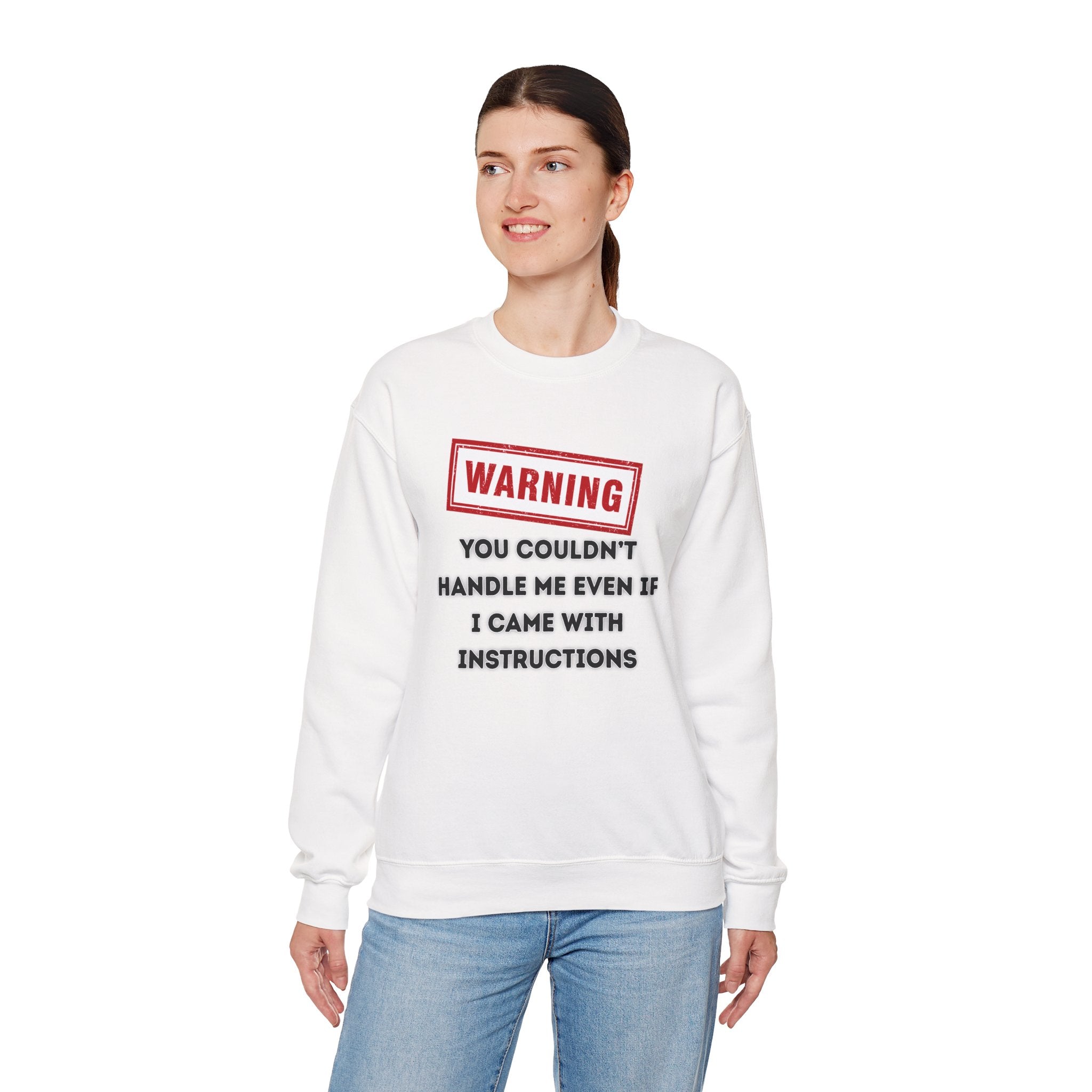 Warning Graphic Sweatshirt, Funny Crewneck for Laughter, Unisex Gift, Casual Style, Perfect for Everyday Wear