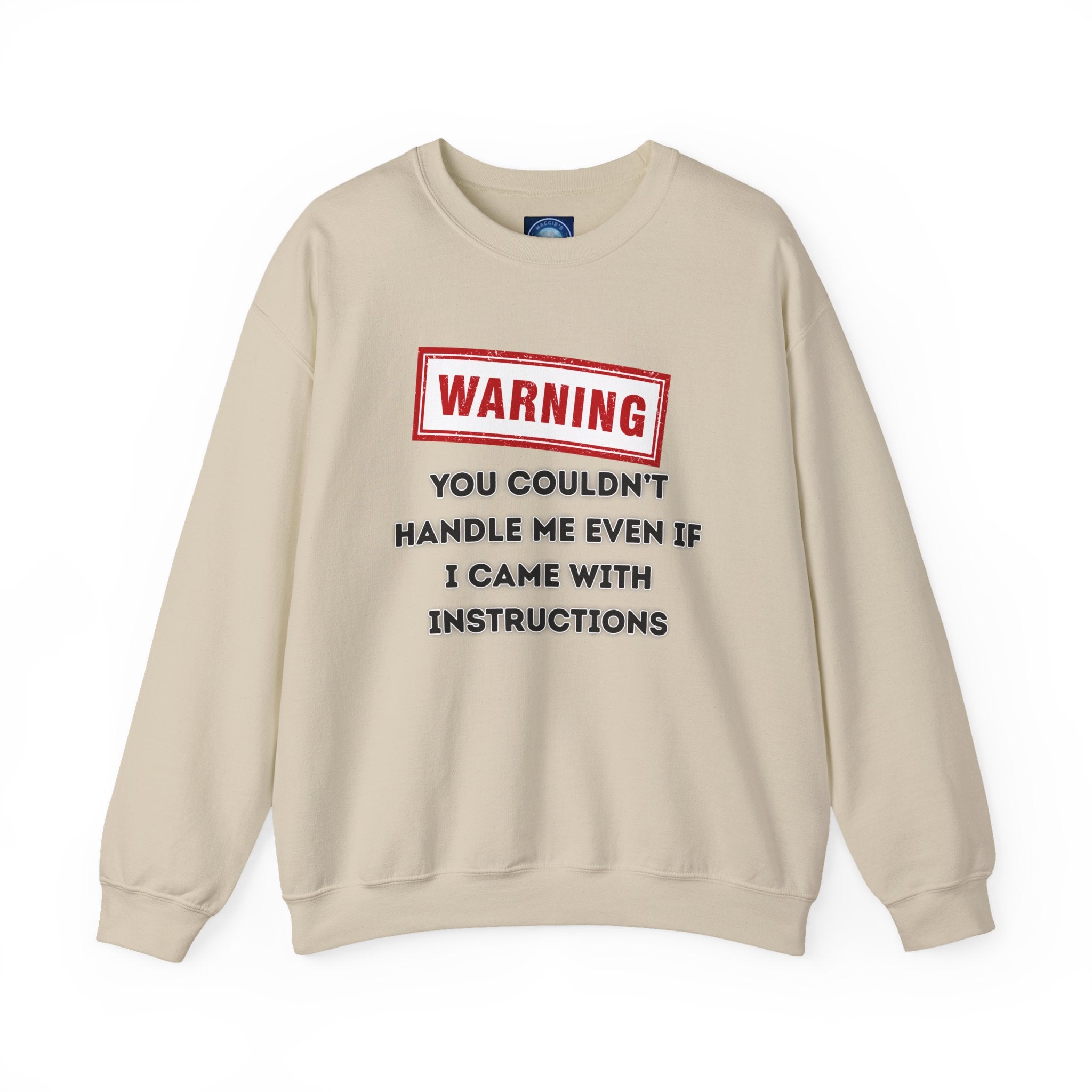 Warning Graphic Sweatshirt, Funny Crewneck for Laughter, Unisex Gift, Casual Style, Perfect for Everyday Wear