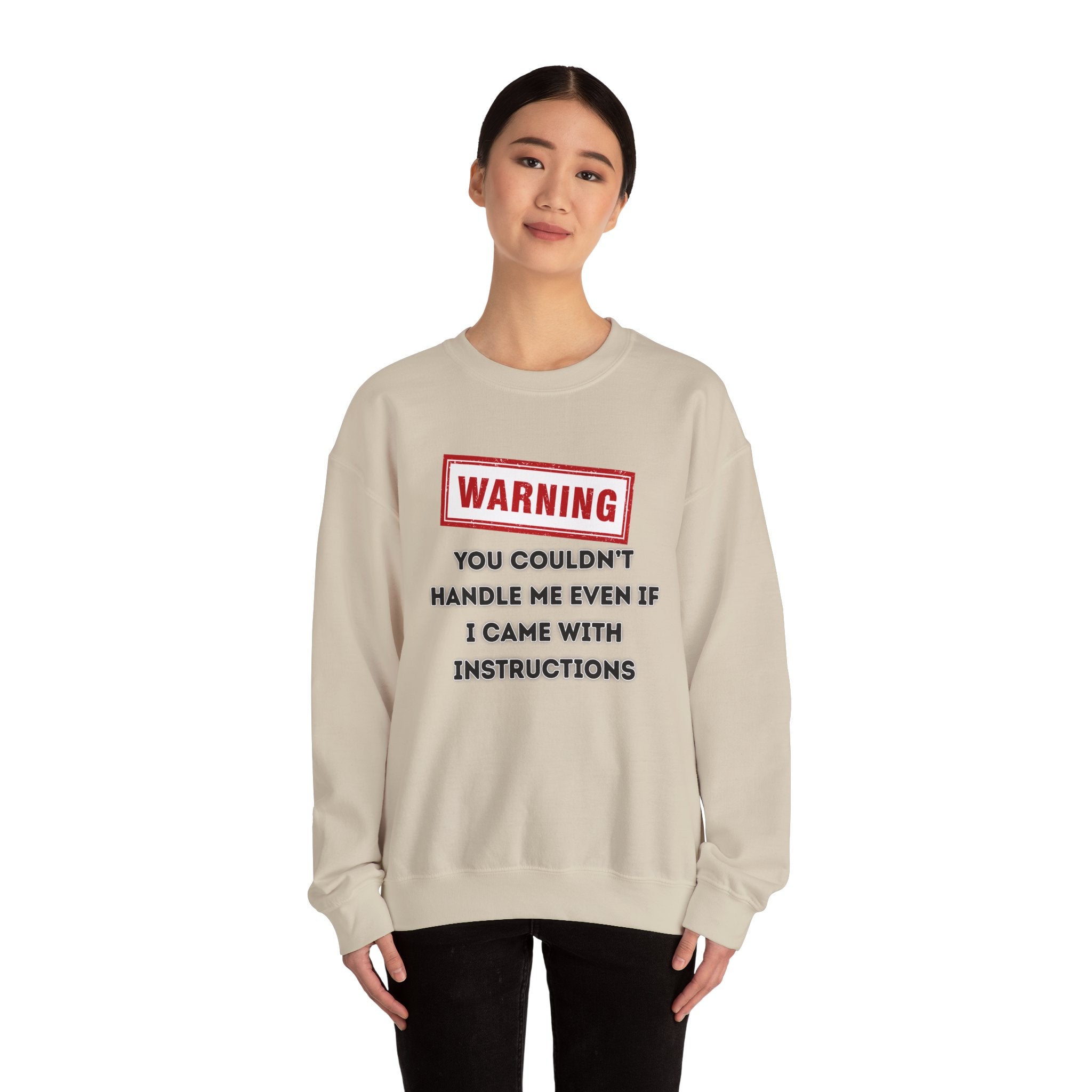 Warning Graphic Sweatshirt, Funny Crewneck for Laughter, Unisex Gift, Casual Style, Perfect for Everyday Wear