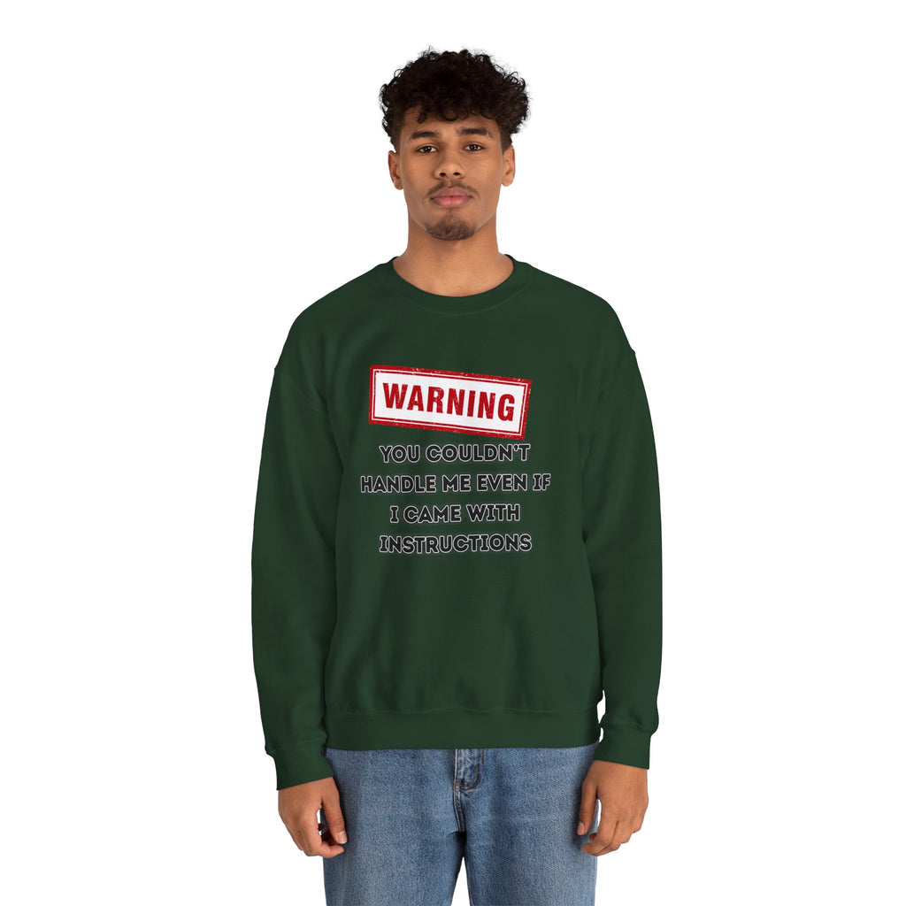 Warning Graphic Sweatshirt, Funny Crewneck for Laughter, Unisex Gift, Casual Style, Perfect for Everyday Wear