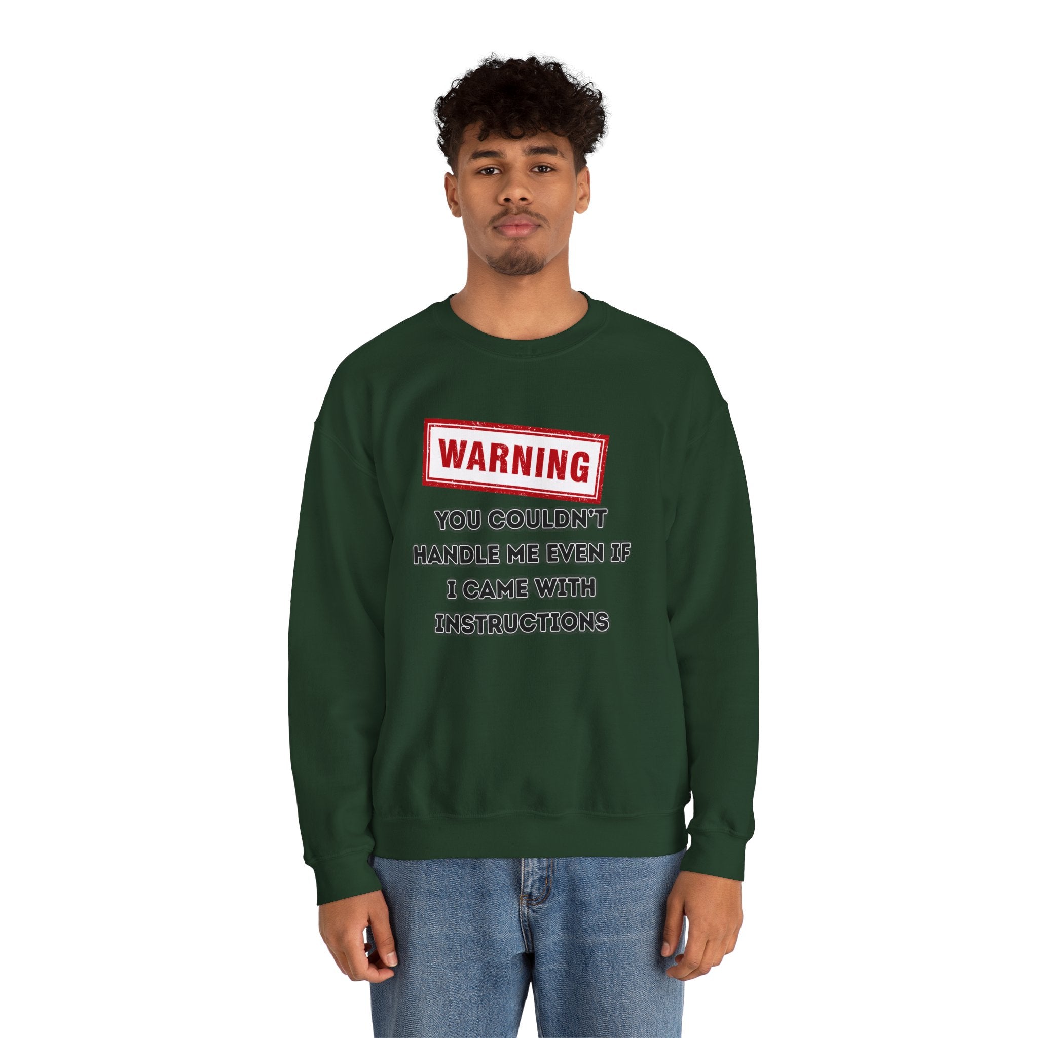 Warning Graphic Sweatshirt, Funny Crewneck for Laughter, Unisex Gift, Casual Style, Perfect for Everyday Wear