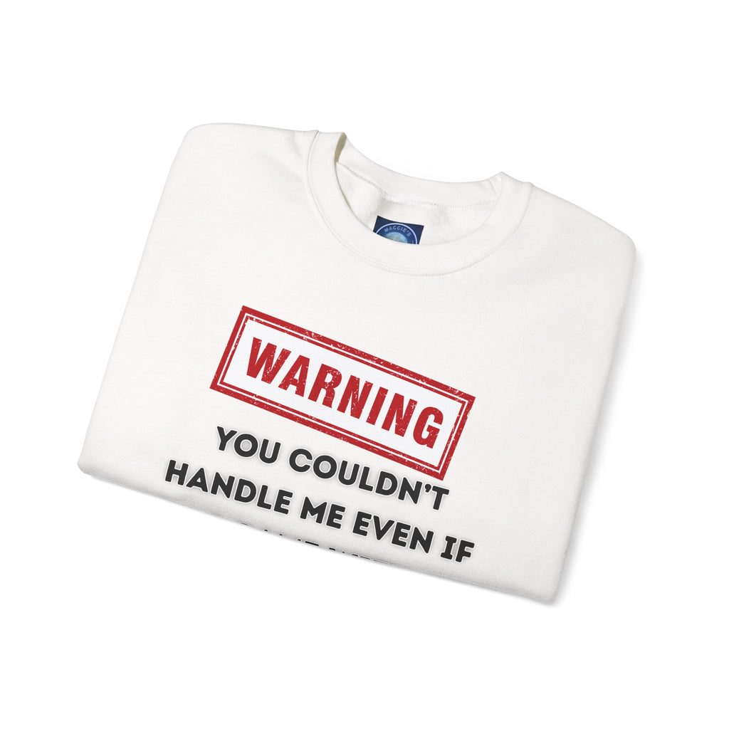 Warning Graphic Sweatshirt, Funny Crewneck for Laughter, Unisex Gift, Casual Style, Perfect for Everyday Wear