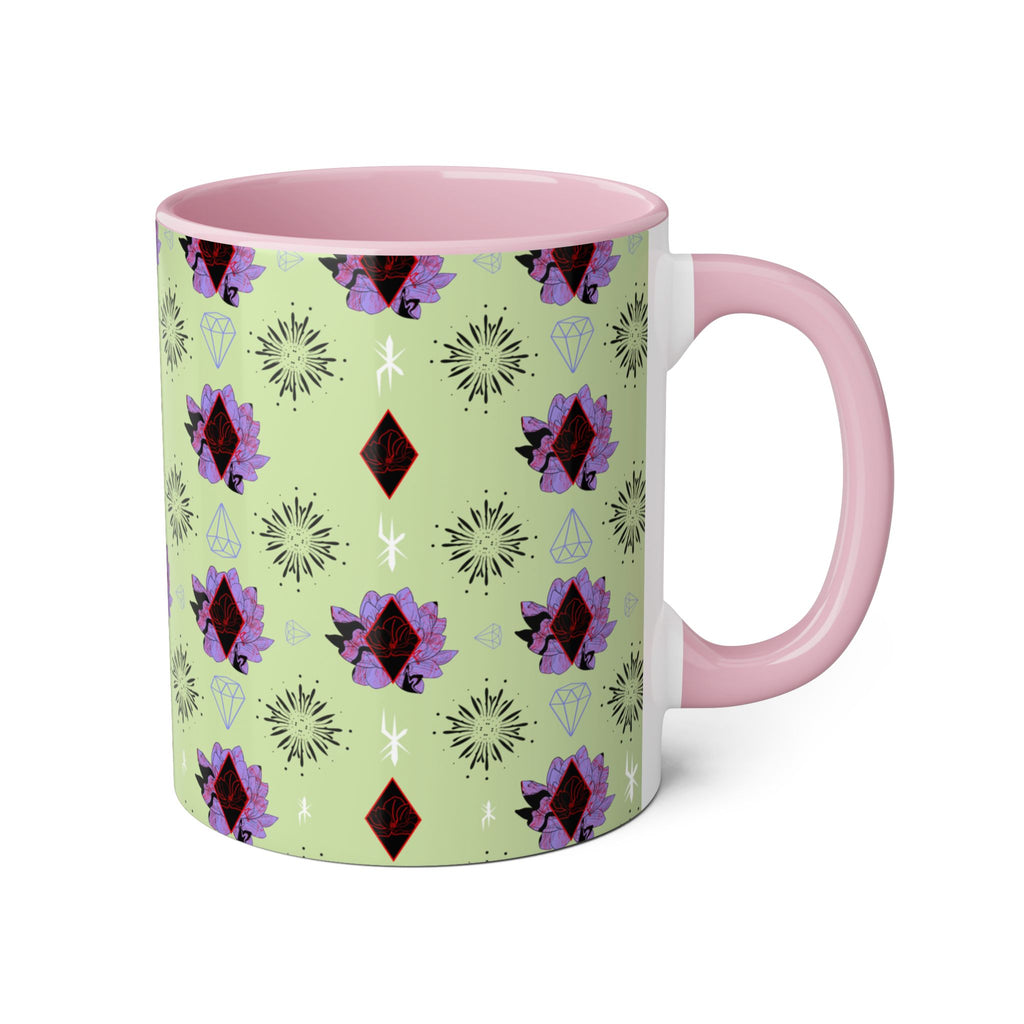 Geometric Floral Accent Mug — 11oz Decorative Coffee Cup