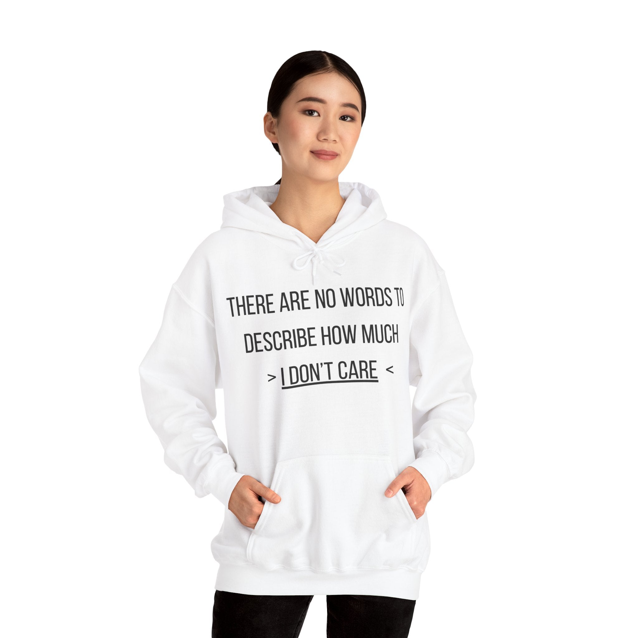 I Don't Care Hoodie | Unisex Heavy Blend Sweatshirt, Casual Wear, Gift for Friends, Cozy Fashion, Everyday Apparel