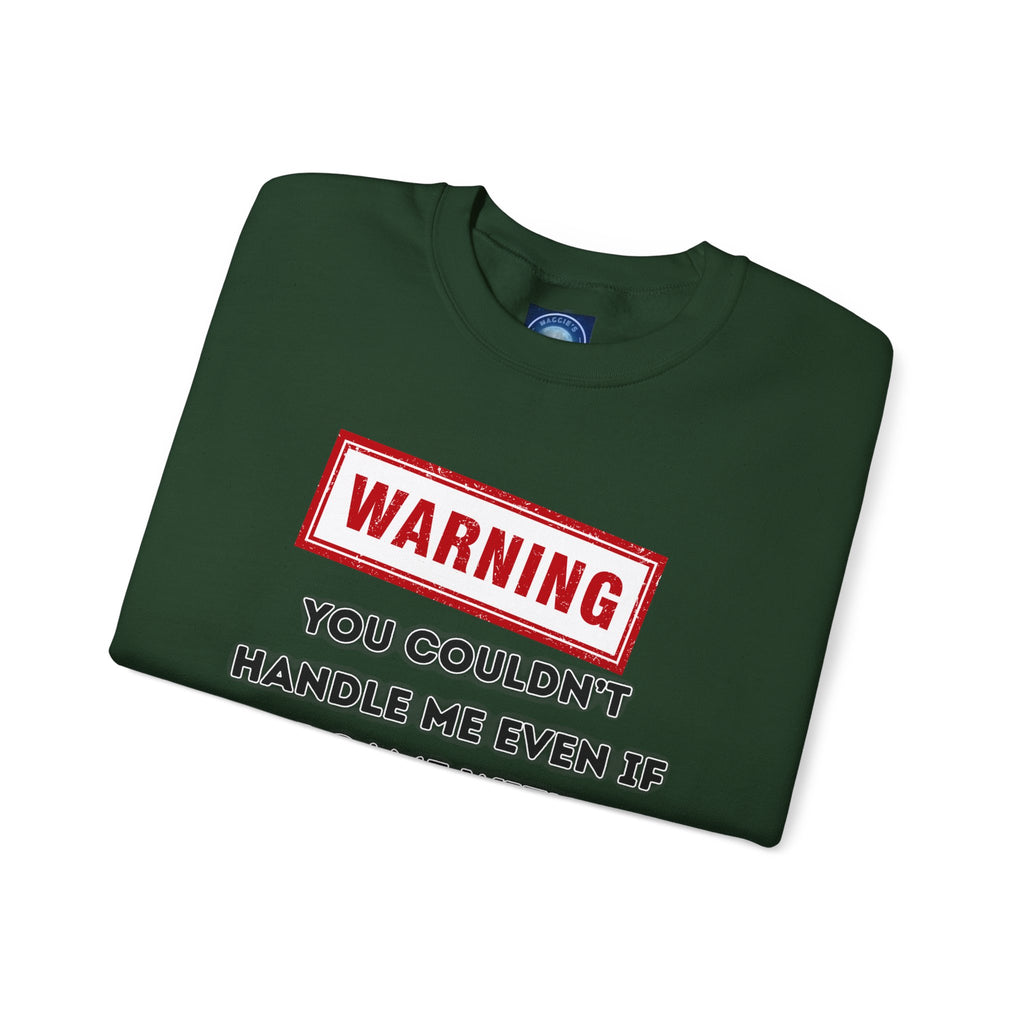 Warning Graphic Sweatshirt, Funny Crewneck for Laughter, Unisex Gift, Casual Style, Perfect for Everyday Wear