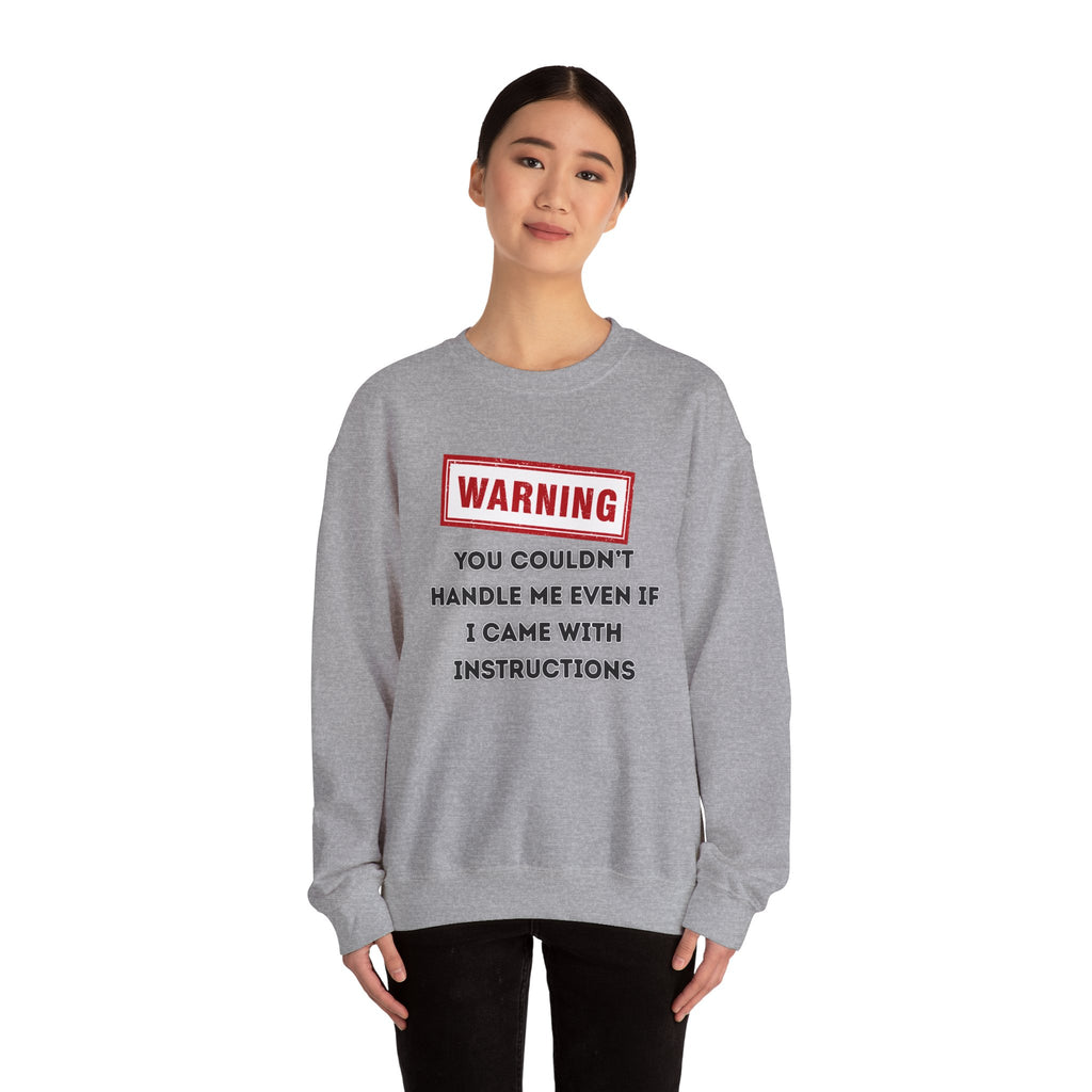 Warning Graphic Sweatshirt, Funny Crewneck for Laughter, Unisex Gift, Casual Style, Perfect for Everyday Wear