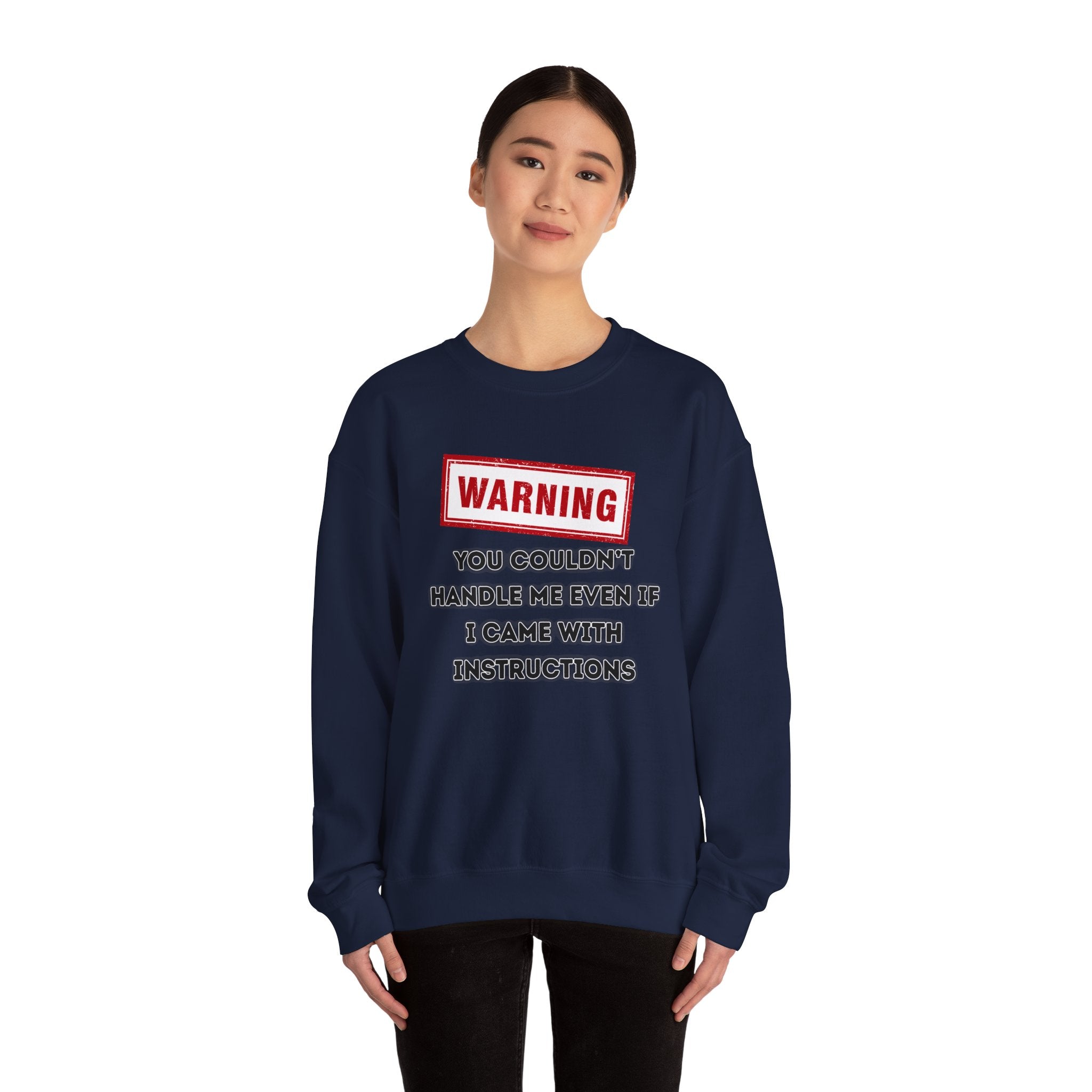 Warning Graphic Sweatshirt, Funny Crewneck for Laughter, Unisex Gift, Casual Style, Perfect for Everyday Wear