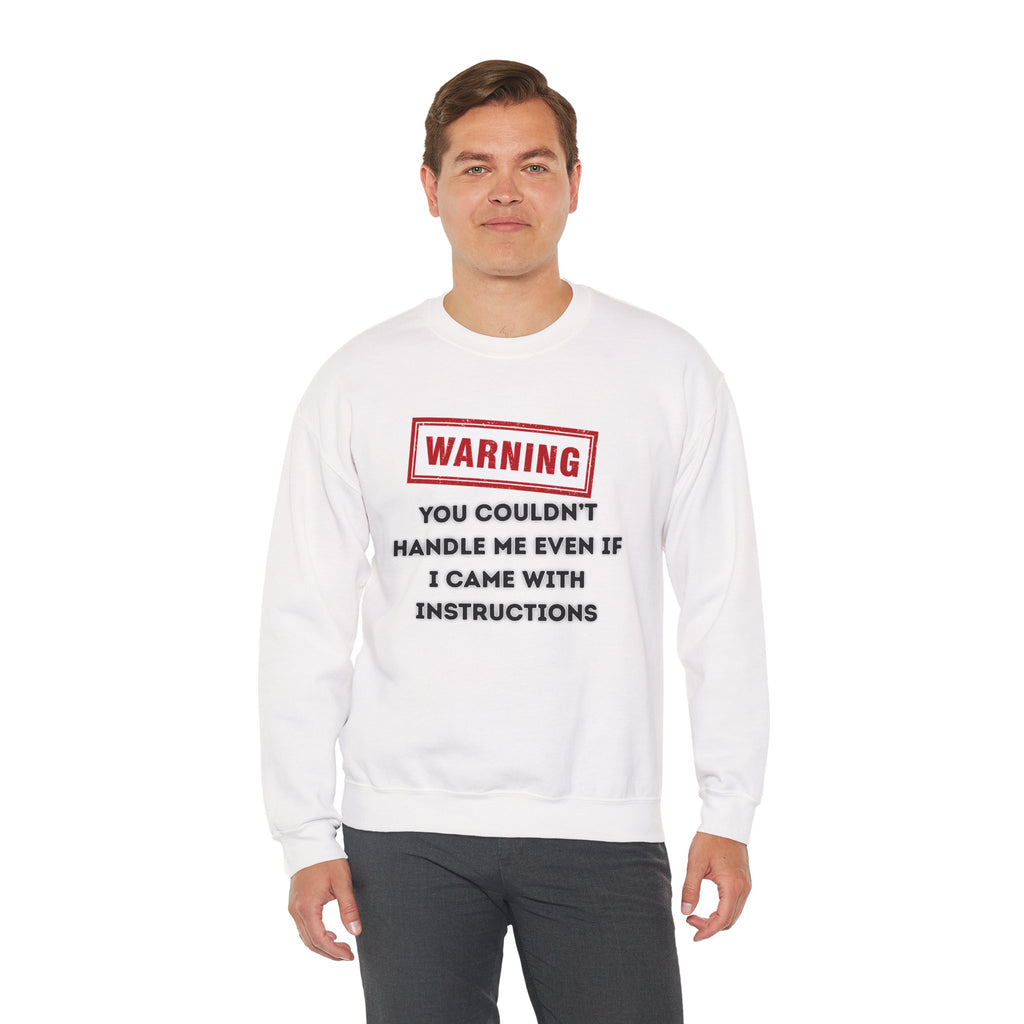 Warning Graphic Sweatshirt, Funny Crewneck for Laughter, Unisex Gift, Casual Style, Perfect for Everyday Wear