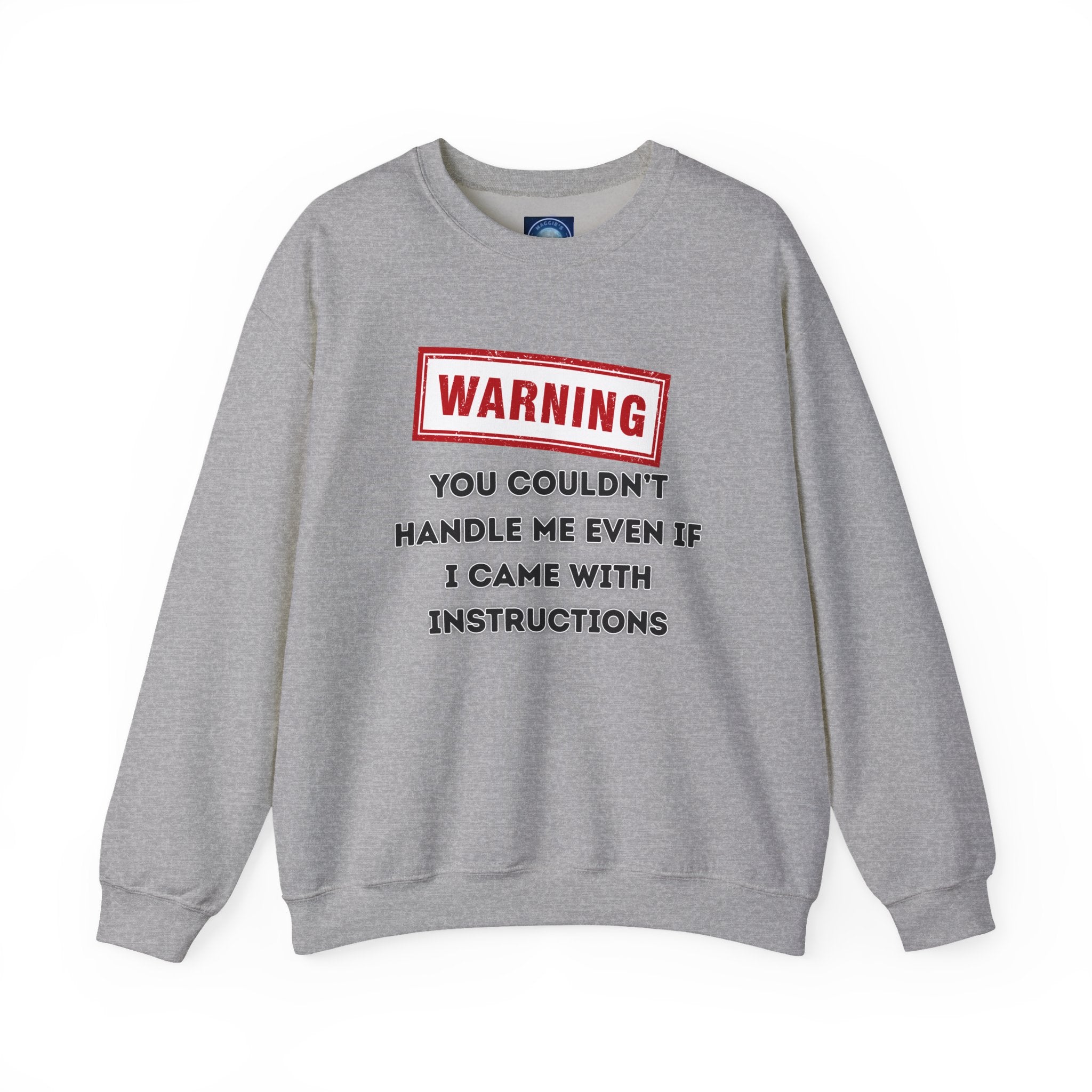Warning Graphic Sweatshirt, Funny Crewneck for Laughter, Unisex Gift, Casual Style, Perfect for Everyday Wear
