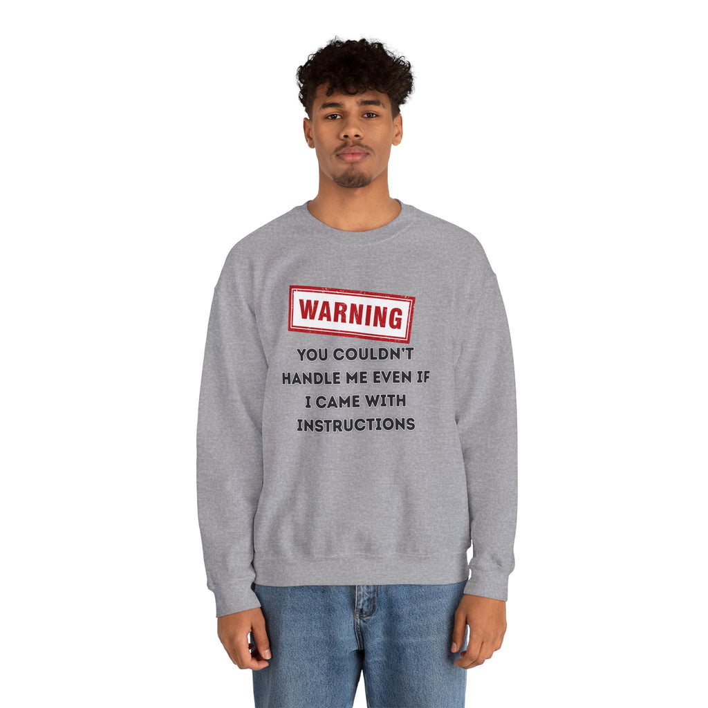 Warning Graphic Sweatshirt, Funny Crewneck for Laughter, Unisex Gift, Casual Style, Perfect for Everyday Wear