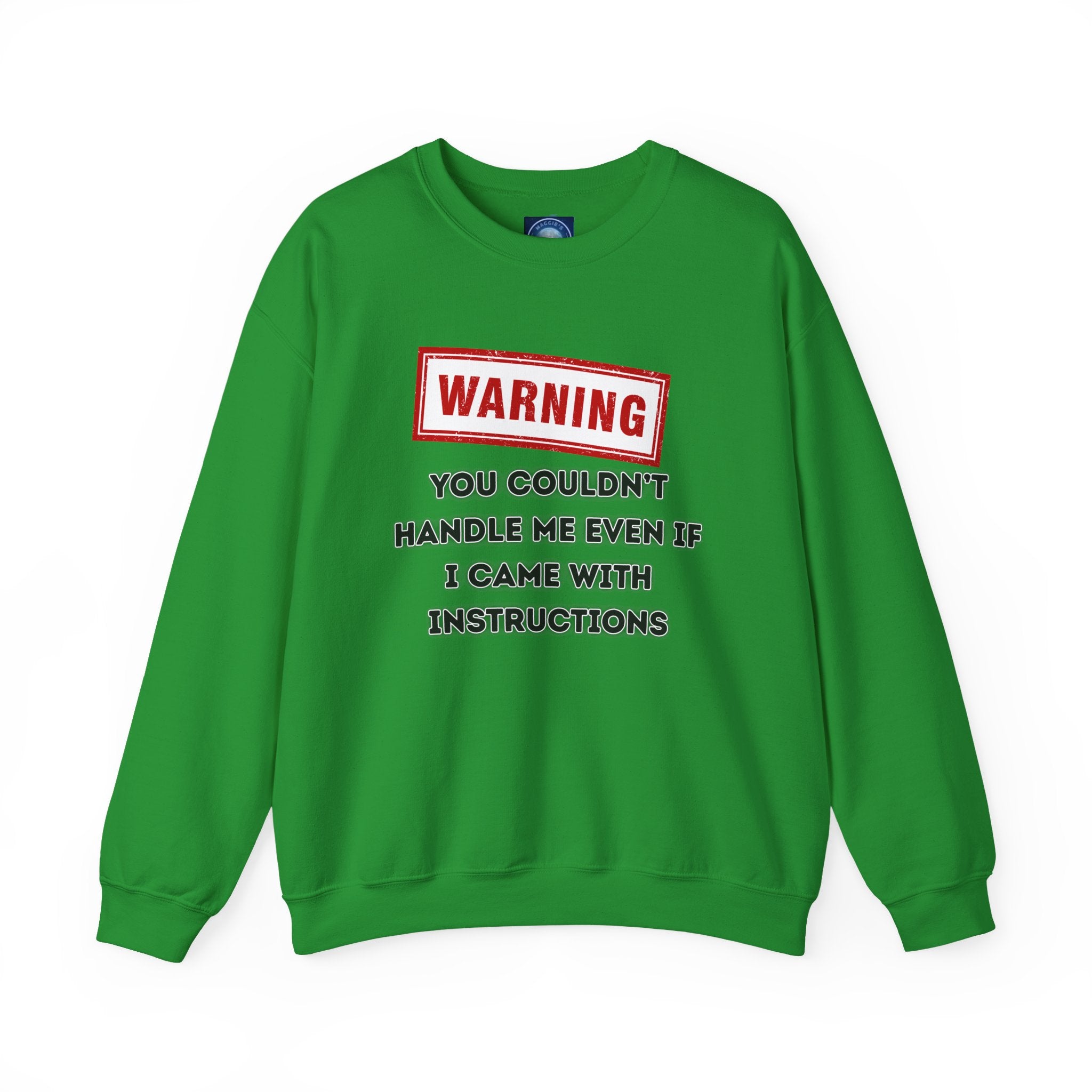 Warning Graphic Sweatshirt, Funny Crewneck for Laughter, Unisex Gift, Casual Style, Perfect for Everyday Wear