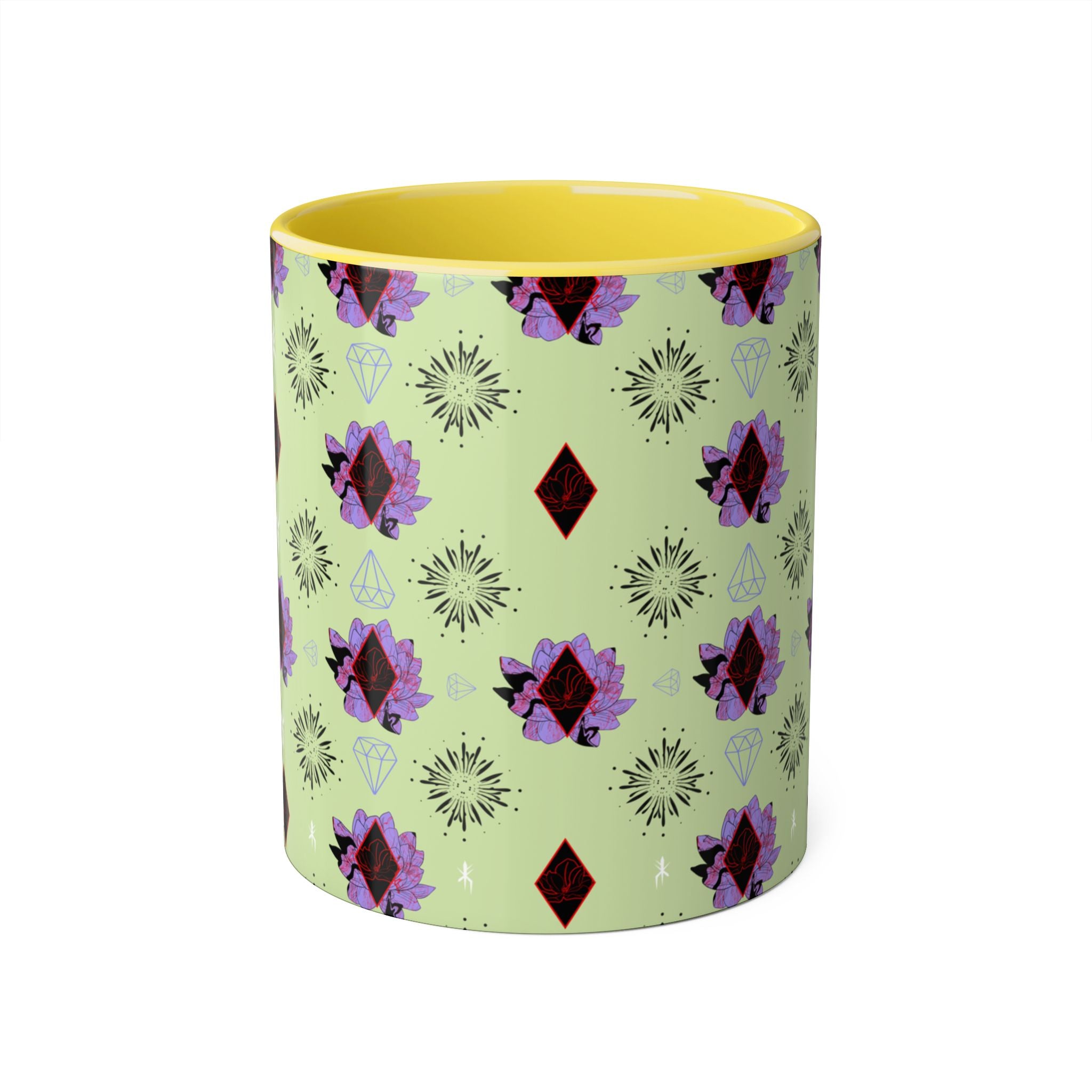 Geometric Floral Accent Mug — 11oz Decorative Coffee Cup