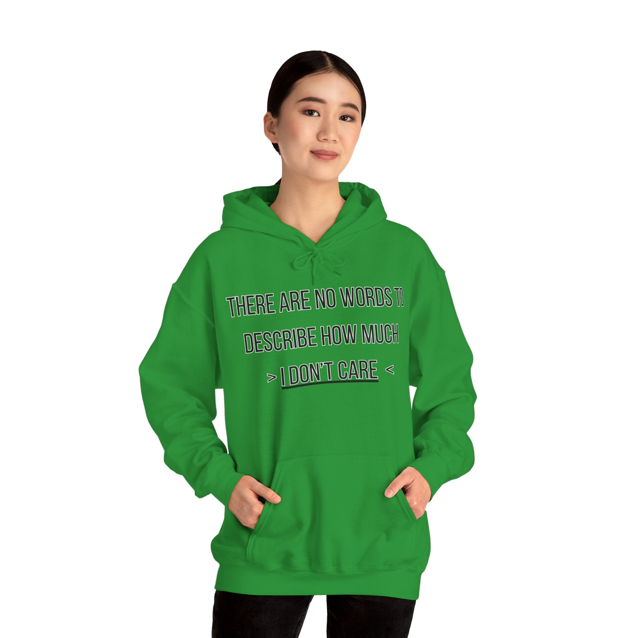 I Don't Care Hoodie | Unisex Heavy Blend Sweatshirt, Casual Wear, Gift for Friends, Cozy Fashion, Everyday Apparel