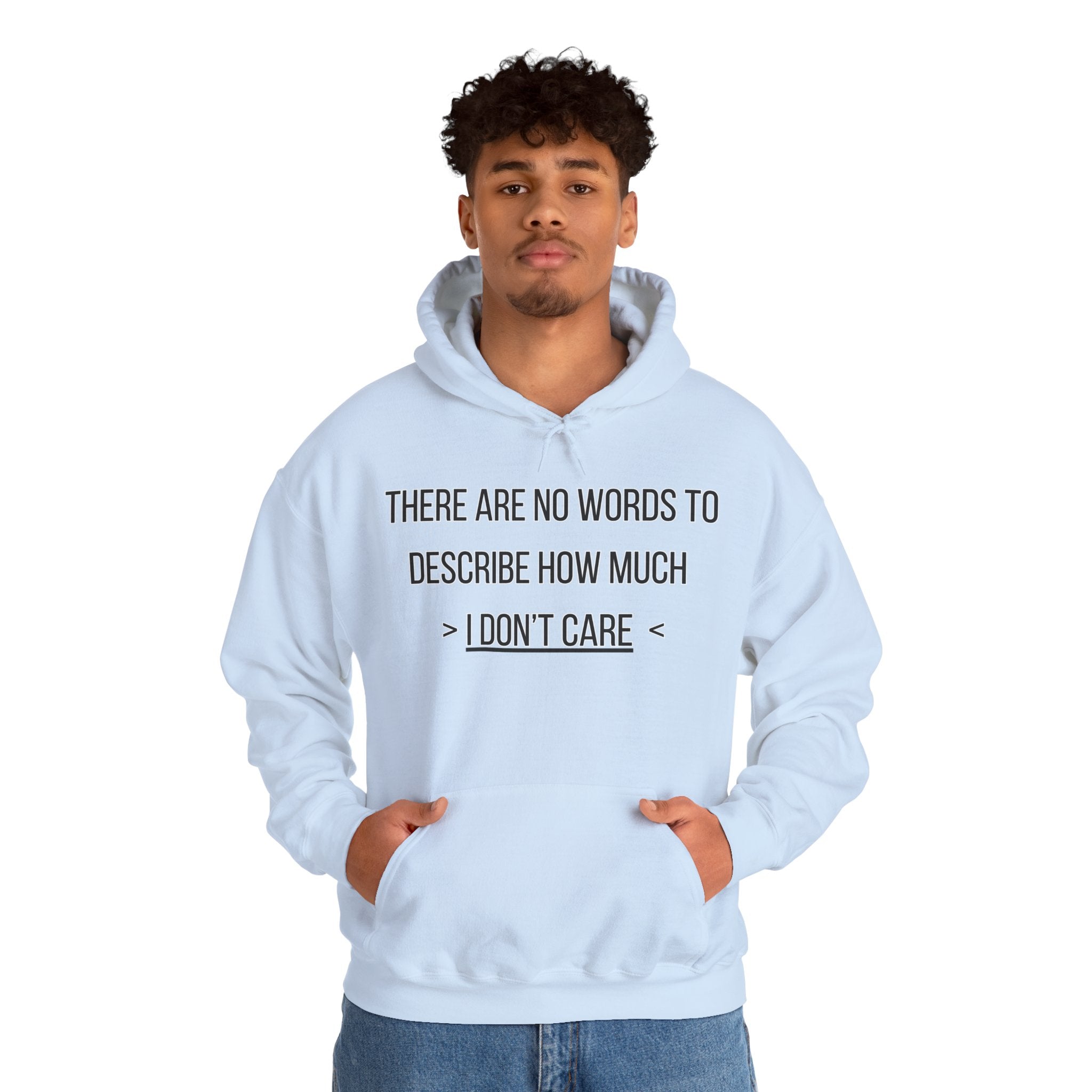 I Don't Care Hoodie | Unisex Heavy Blend Sweatshirt, Casual Wear, Gift for Friends, Cozy Fashion, Everyday Apparel