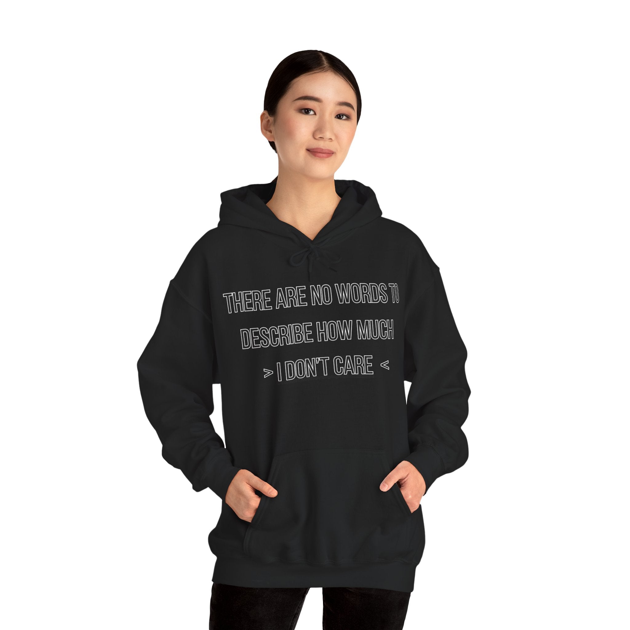 I Don't Care Hoodie | Unisex Heavy Blend Sweatshirt, Casual Wear, Gift for Friends, Cozy Fashion, Everyday Apparel