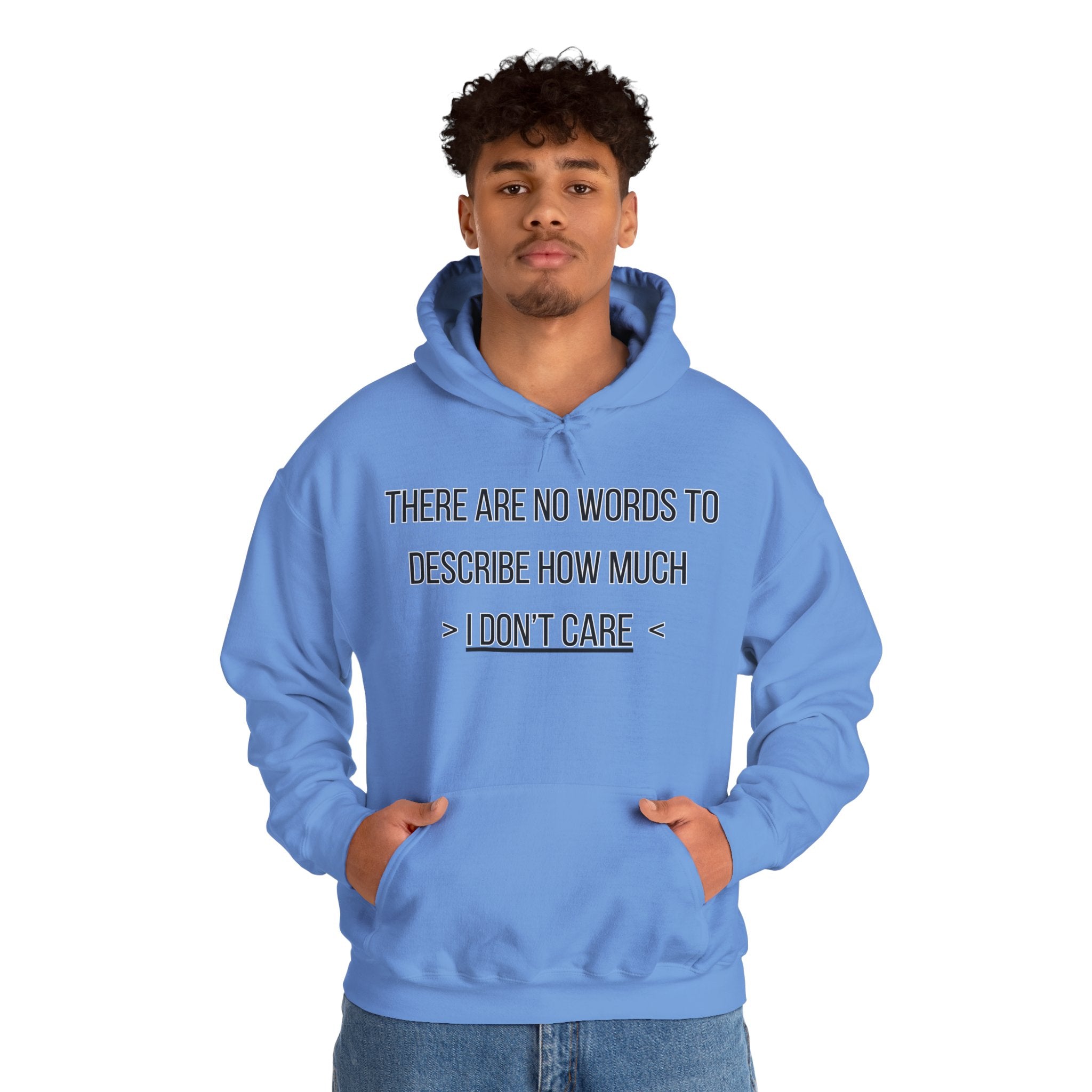 I Don't Care Hoodie | Unisex Heavy Blend Sweatshirt, Casual Wear, Gift for Friends, Cozy Fashion, Everyday Apparel