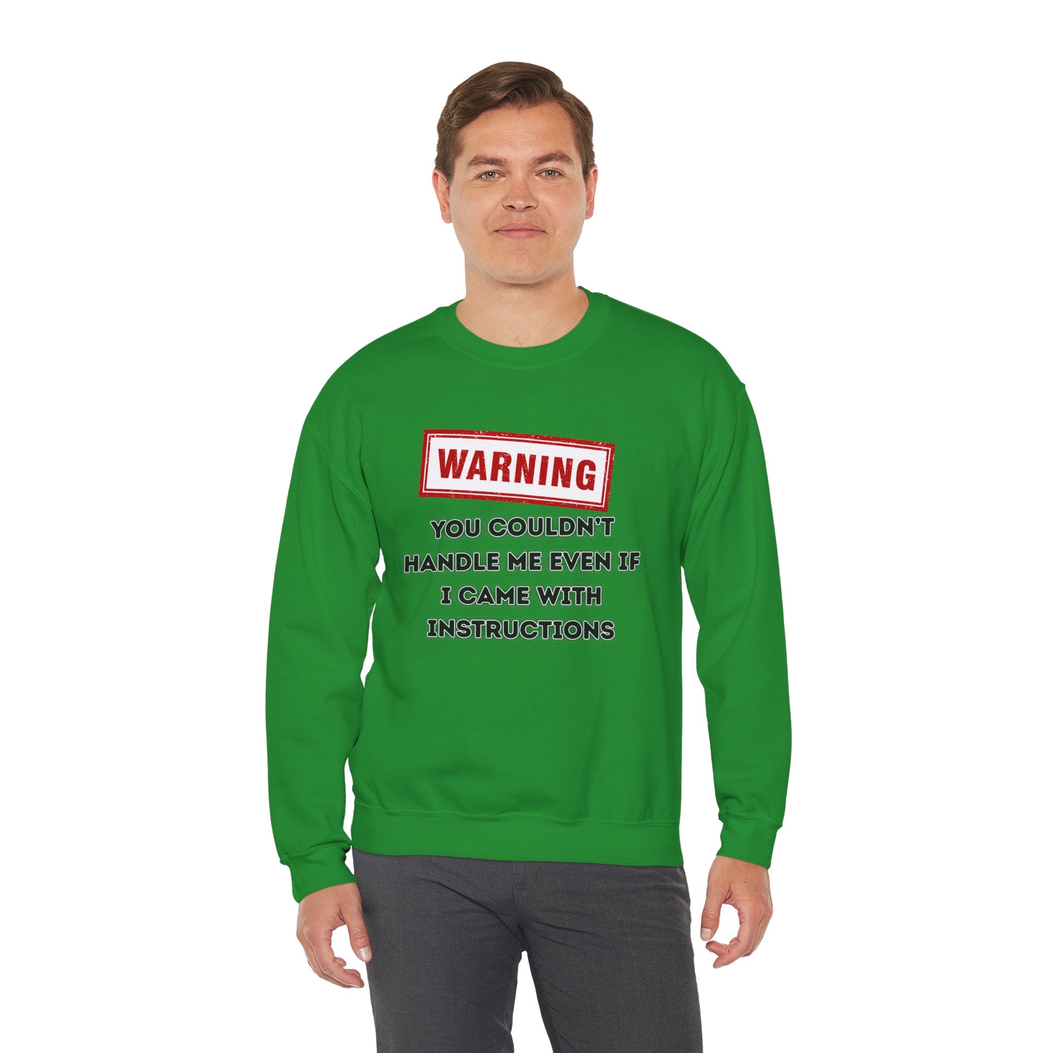 Warning Graphic Sweatshirt, Funny Crewneck for Laughter, Unisex Gift, Casual Style, Perfect for Everyday Wear
