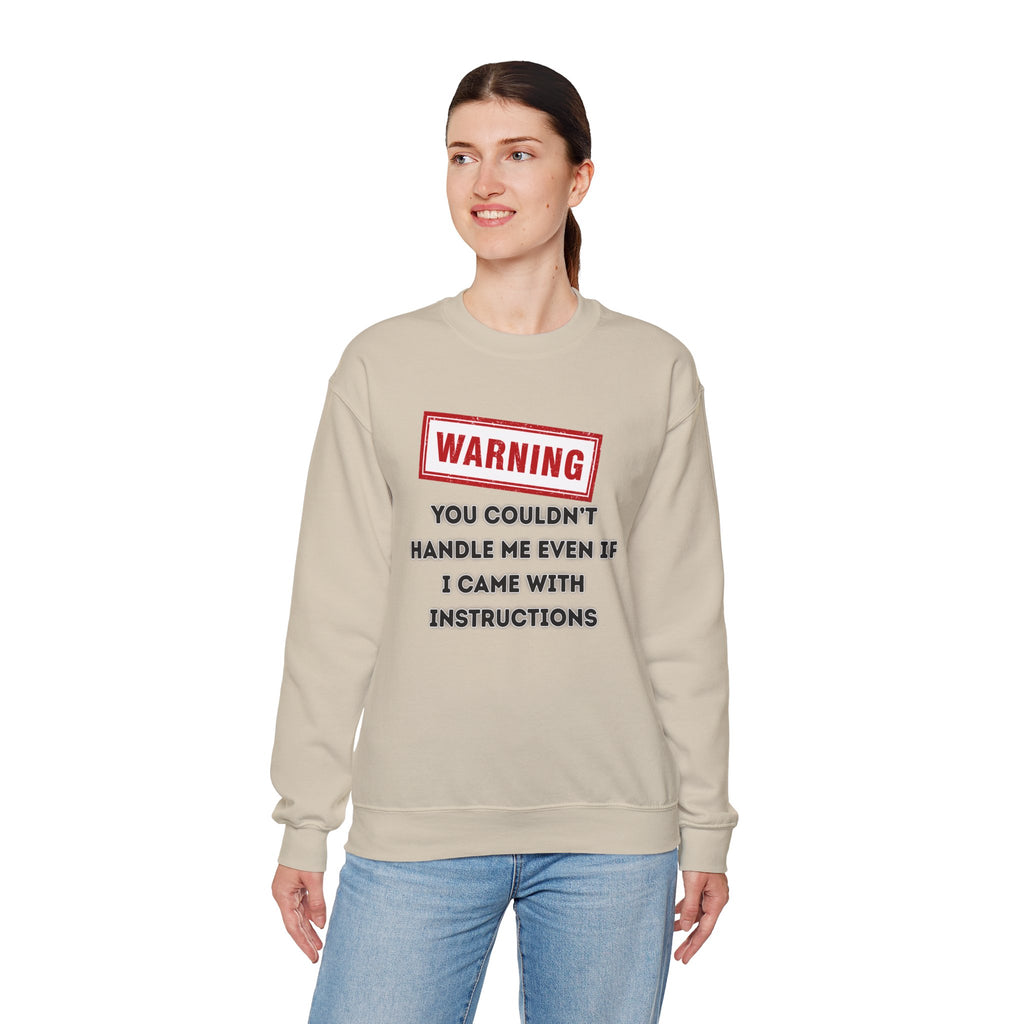 Warning Graphic Sweatshirt, Funny Crewneck for Laughter, Unisex Gift, Casual Style, Perfect for Everyday Wear