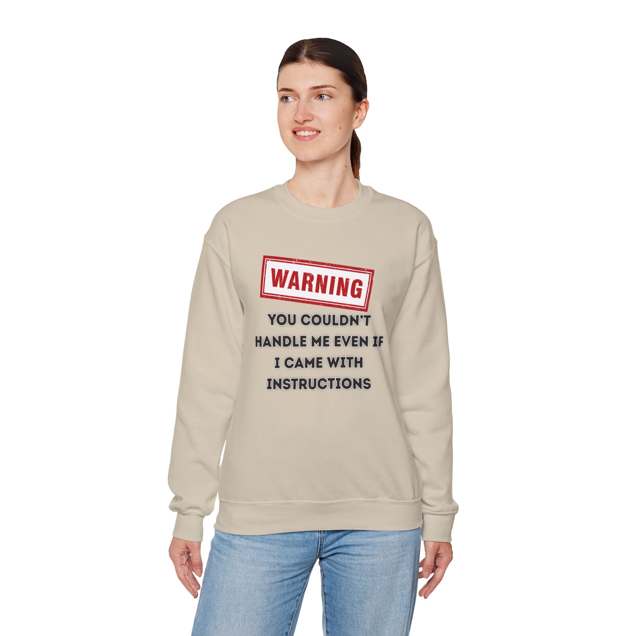 Warning Graphic Sweatshirt, Funny Crewneck for Laughter, Unisex Gift, Casual Style, Perfect for Everyday Wear