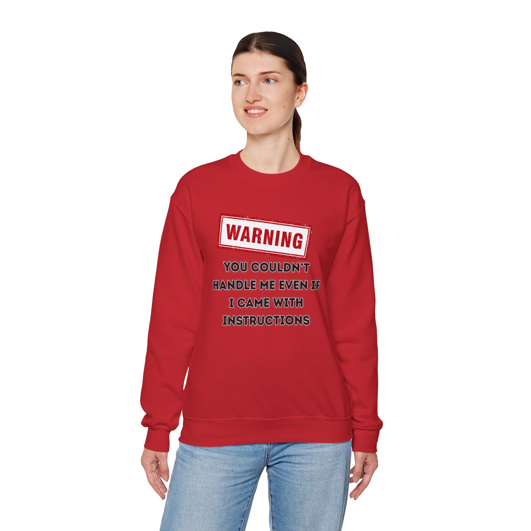 Warning Graphic Sweatshirt, Funny Crewneck for Laughter, Unisex Gift, Casual Style, Perfect for Everyday Wear