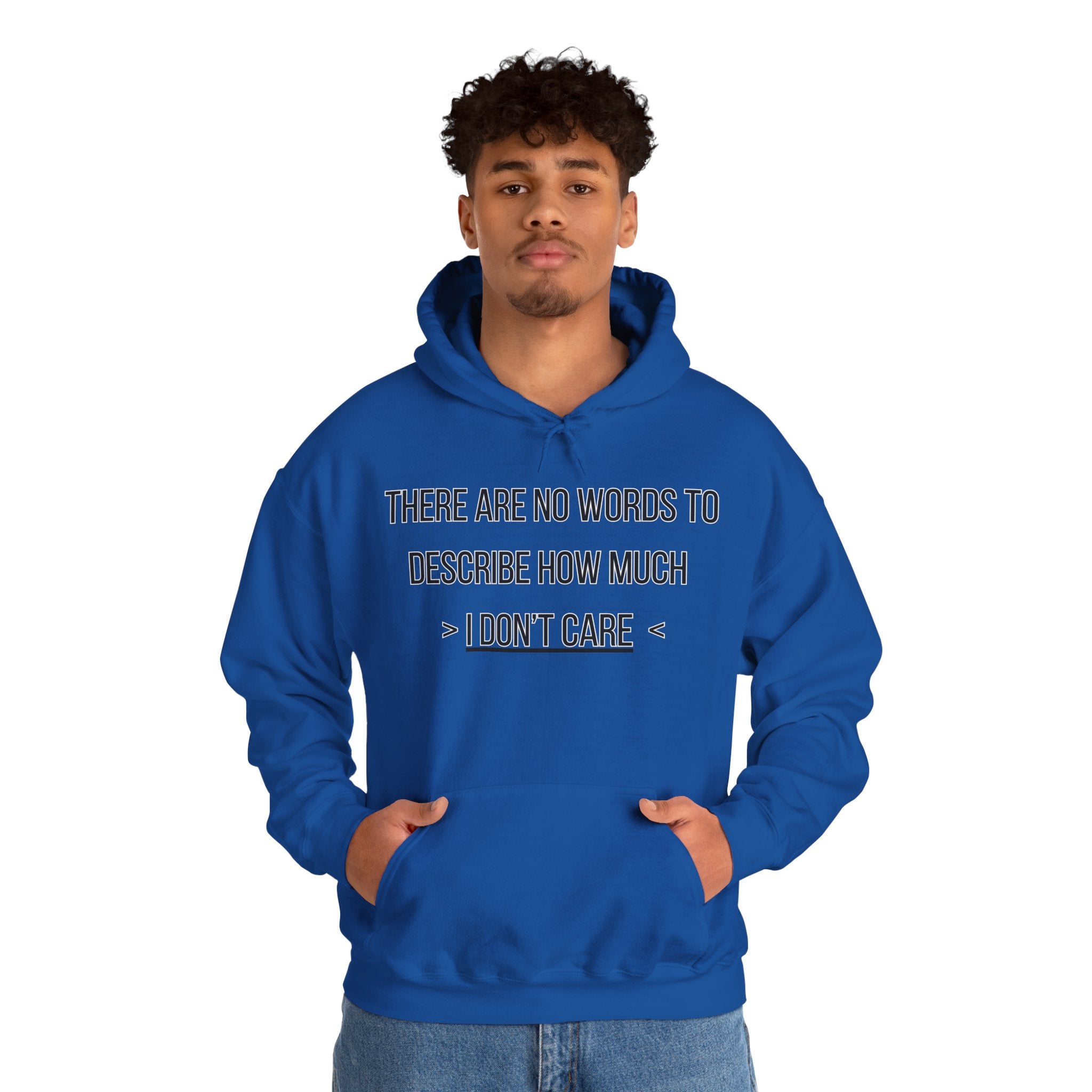 I Don't Care Hoodie | Unisex Heavy Blend Sweatshirt, Casual Wear, Gift for Friends, Cozy Fashion, Everyday Apparel