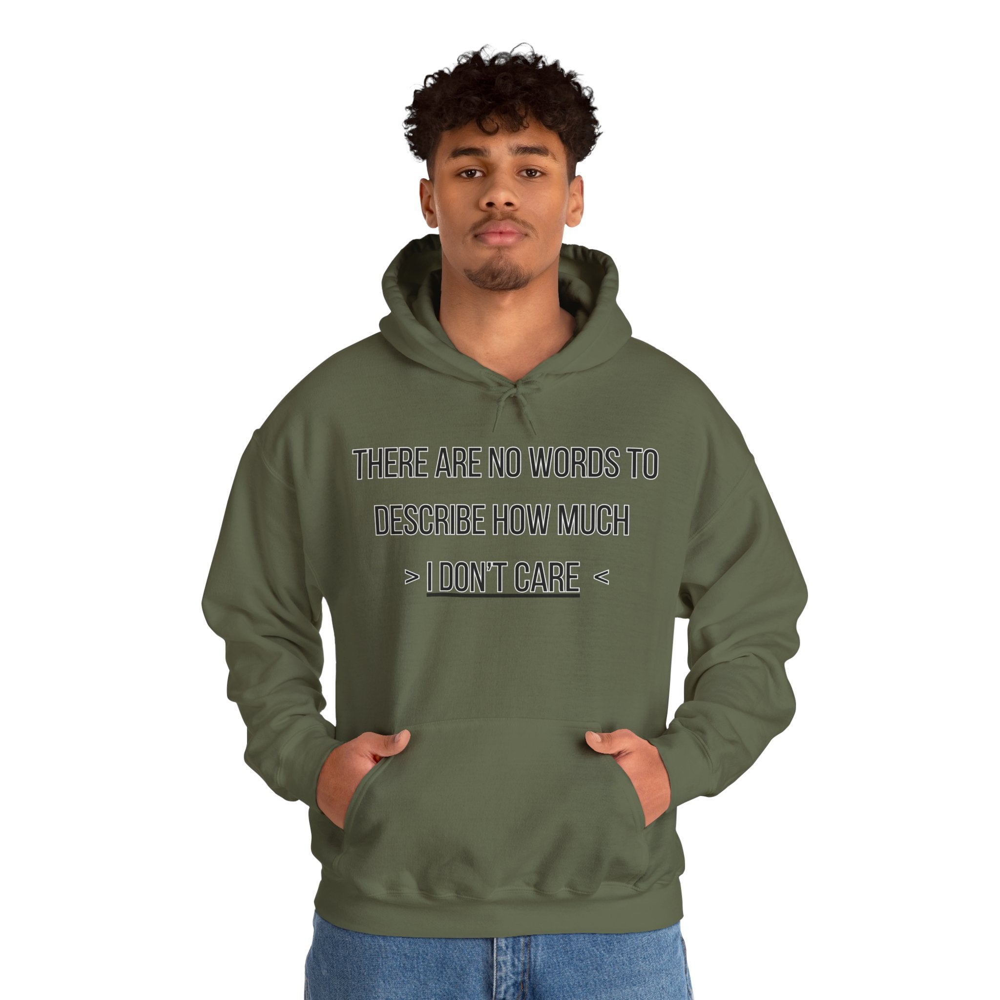 I Don't Care Hoodie | Unisex Heavy Blend Sweatshirt, Casual Wear, Gift for Friends, Cozy Fashion, Everyday Apparel