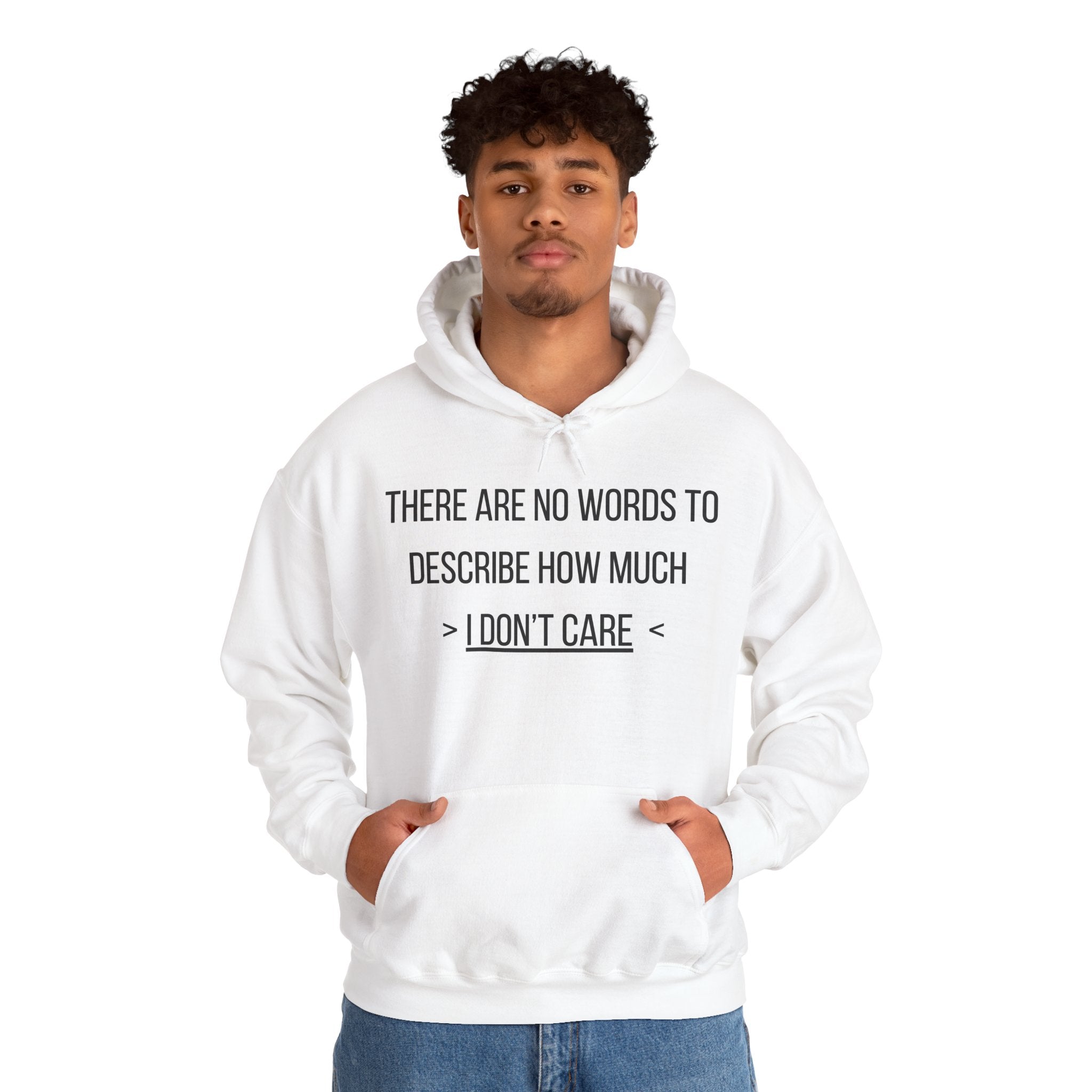 I Don't Care Hoodie | Unisex Heavy Blend Sweatshirt, Casual Wear, Gift for Friends, Cozy Fashion, Everyday Apparel