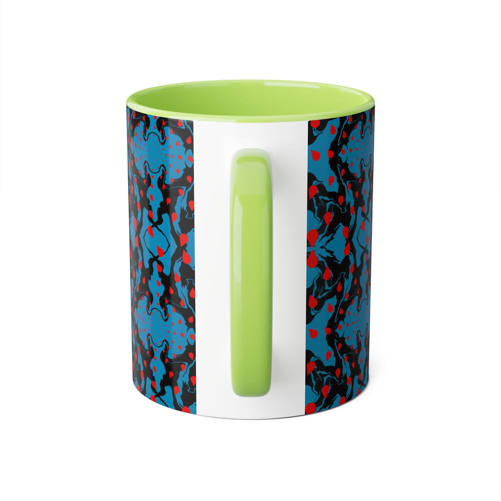 Blue & Red Abstract Pattern Accent Mug — 11oz Artistic Coffee Cup