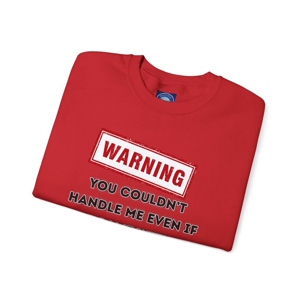 Warning Graphic Sweatshirt, Funny Crewneck for Laughter, Unisex Gift, Casual Style, Perfect for Everyday Wear