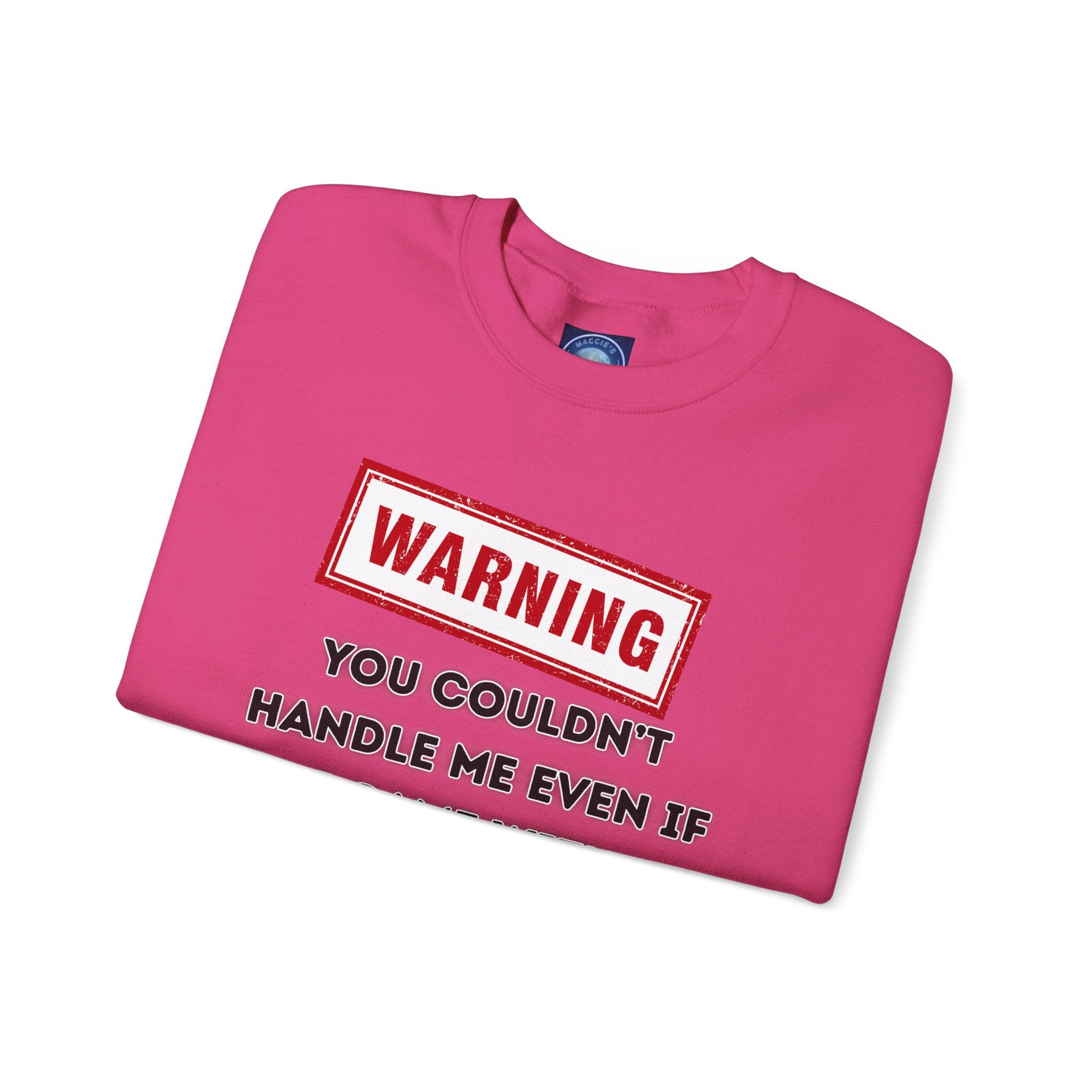 Warning Graphic Sweatshirt, Funny Crewneck for Laughter, Unisex Gift, Casual Style, Perfect for Everyday Wear