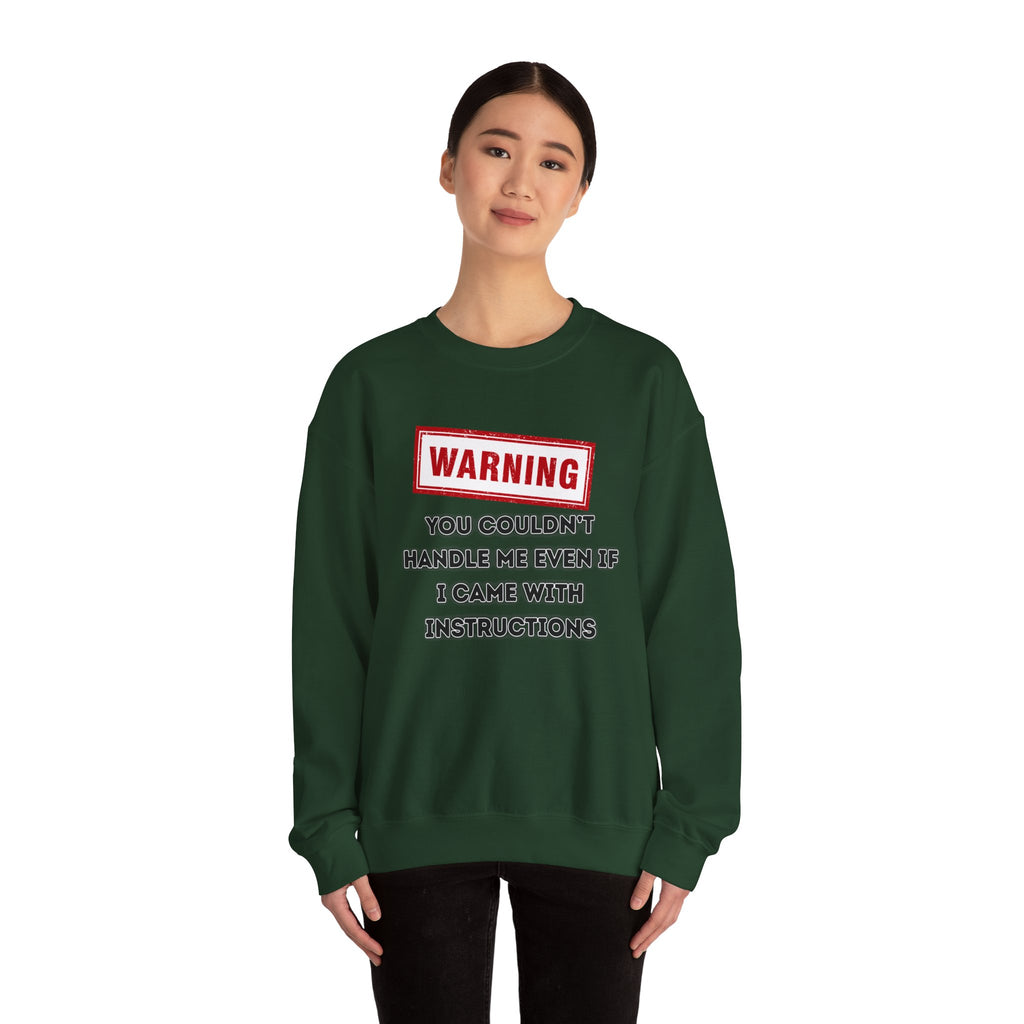 Warning Graphic Sweatshirt, Funny Crewneck for Laughter, Unisex Gift, Casual Style, Perfect for Everyday Wear