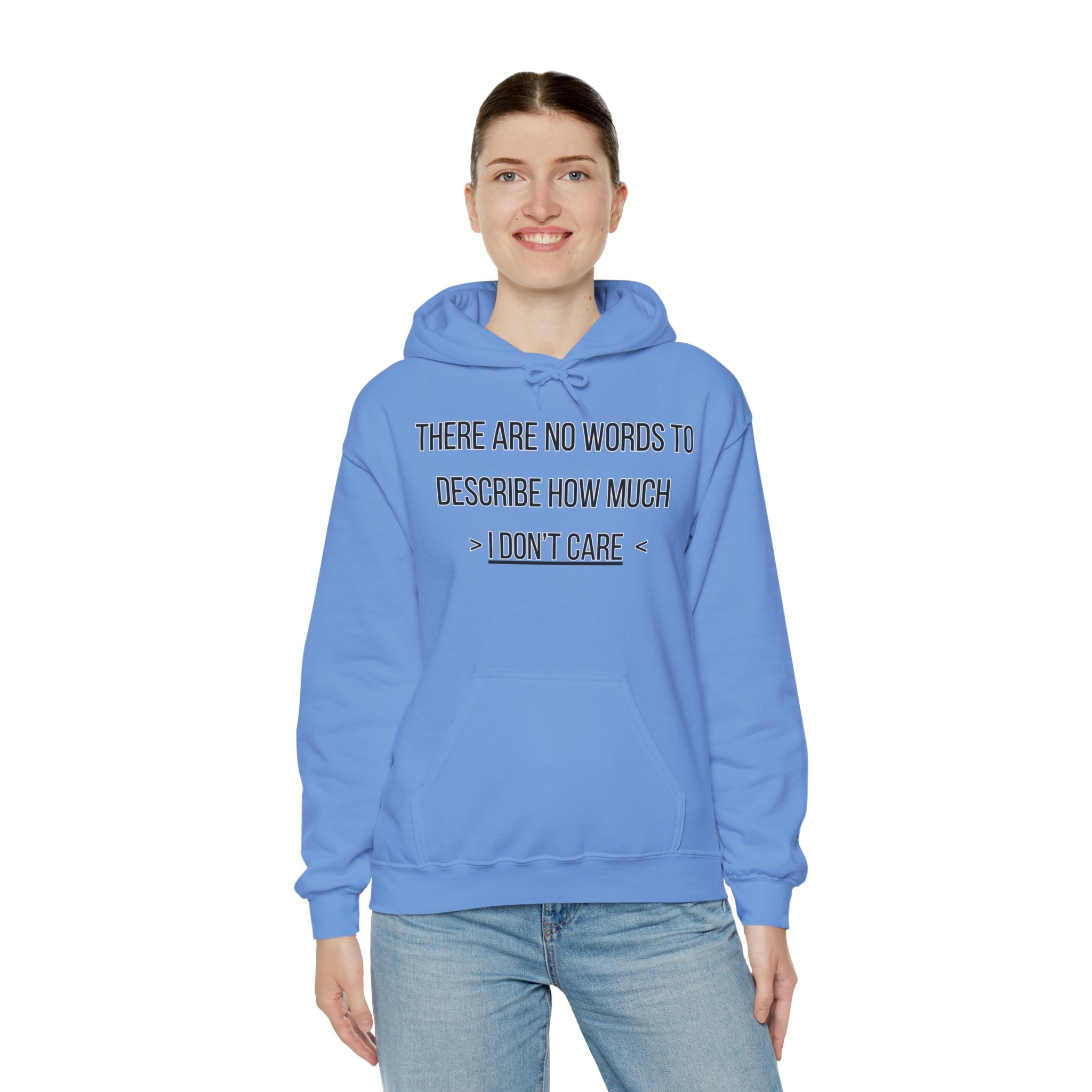 I Don't Care Hoodie | Unisex Heavy Blend Sweatshirt, Casual Wear, Gift for Friends, Cozy Fashion, Everyday Apparel