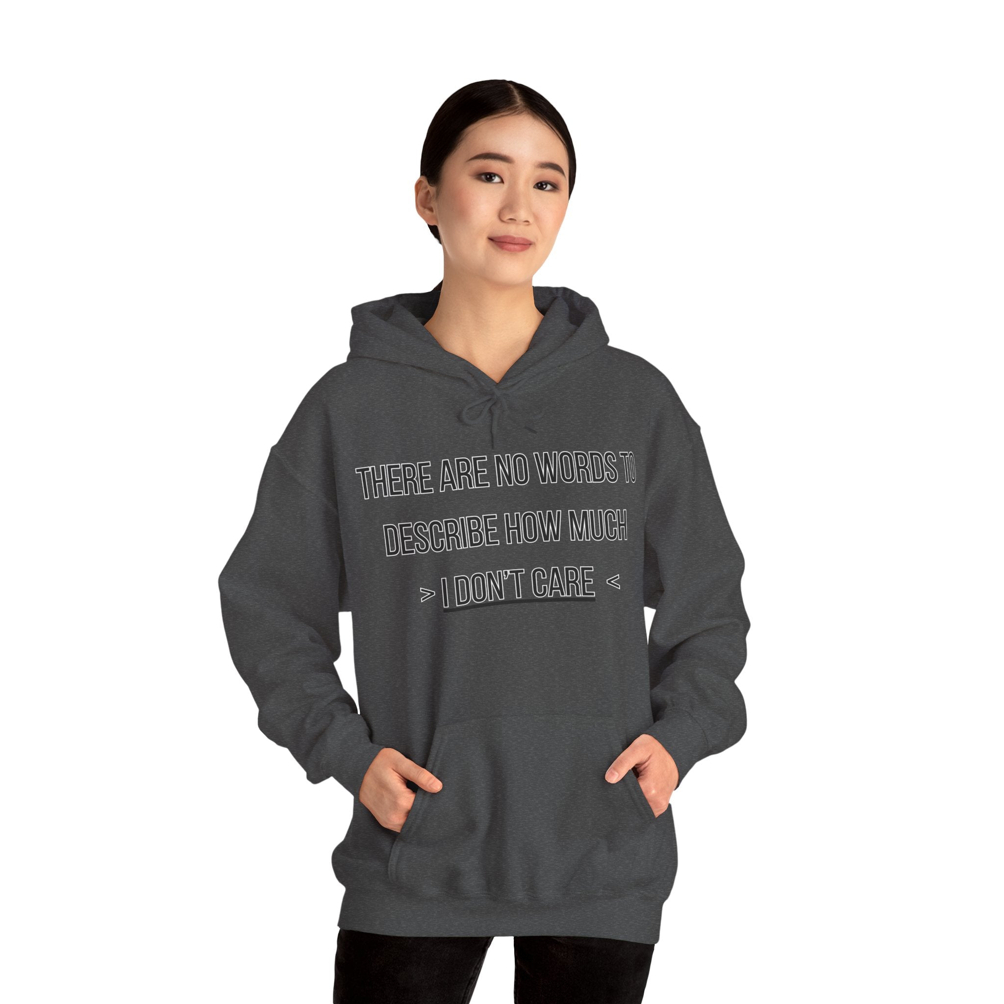 I Don't Care Hoodie | Unisex Heavy Blend Sweatshirt, Casual Wear, Gift for Friends, Cozy Fashion, Everyday Apparel